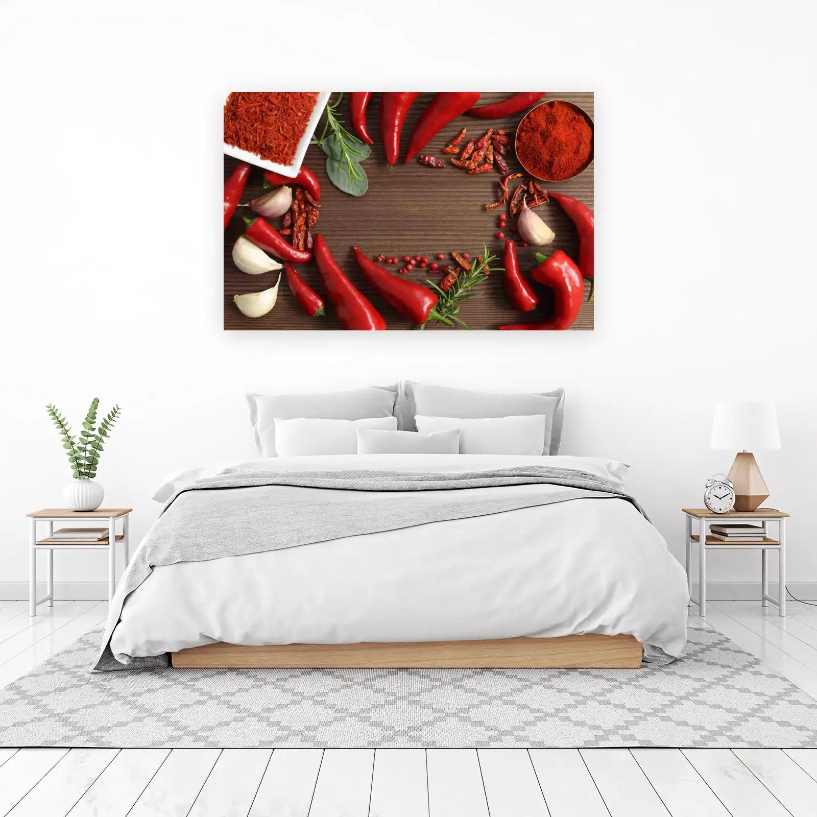 Vibrant Red Chili Spice & Garlic Wall Art