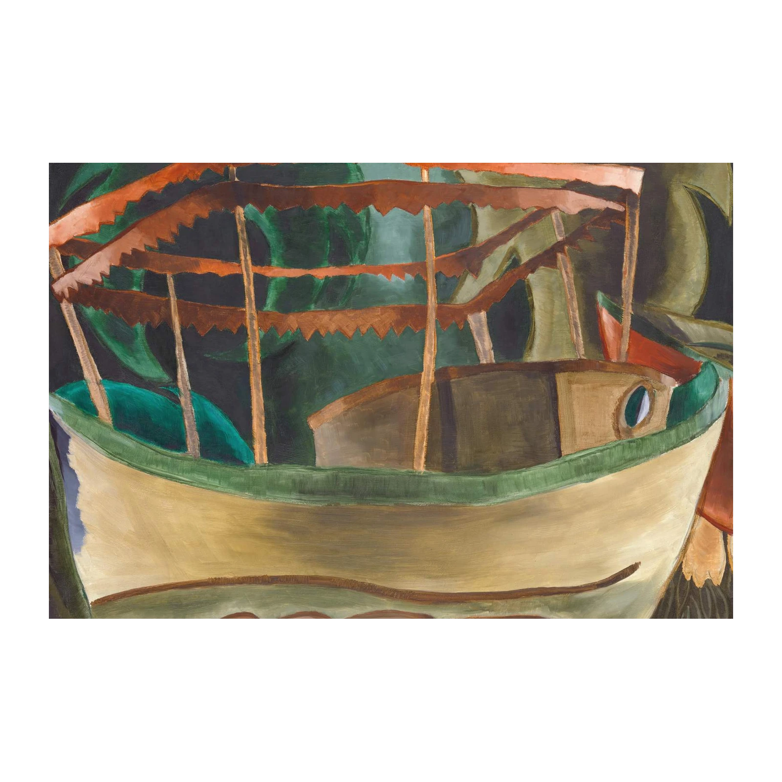 Serene Riverboat Landscape Oil Painting Wall Art