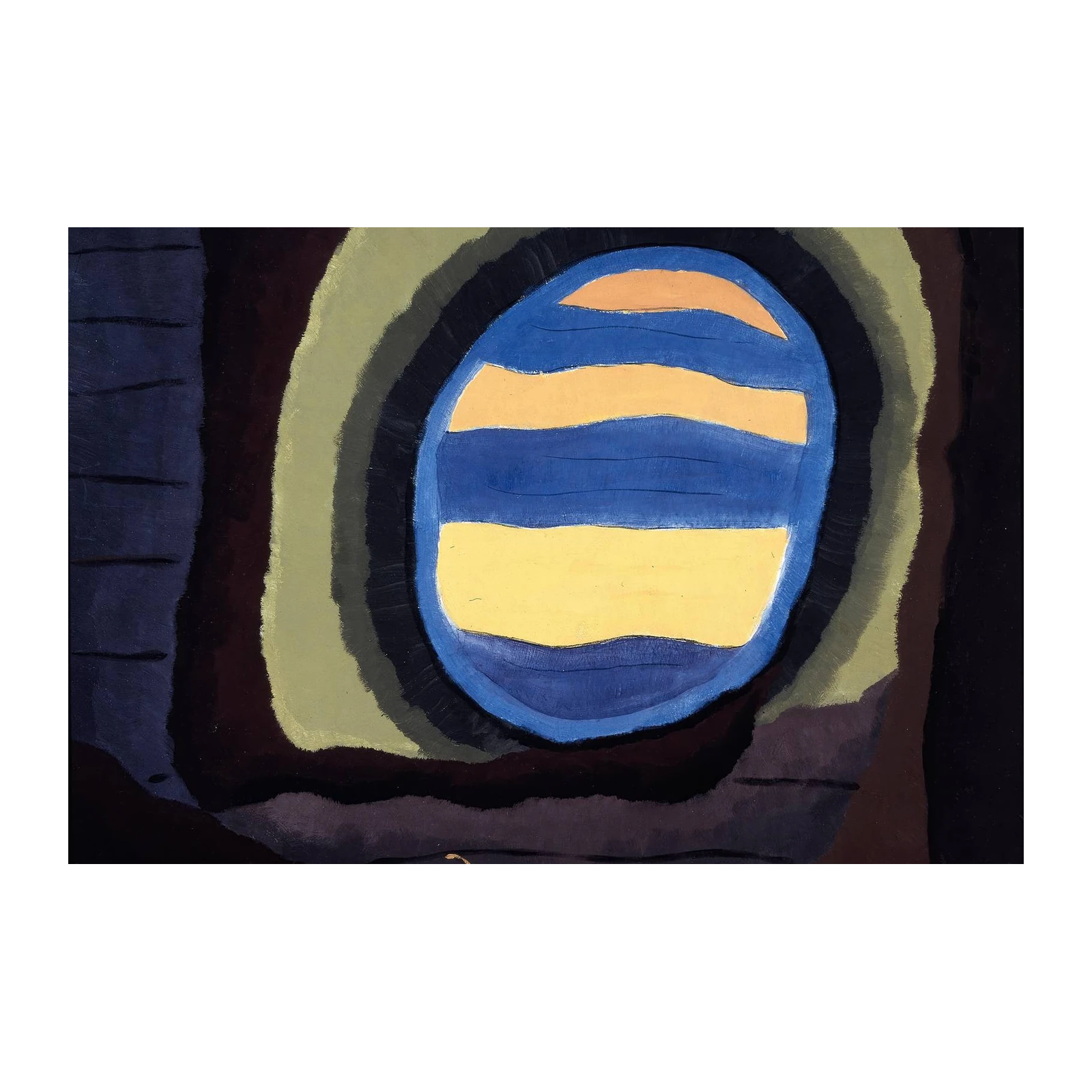 Abstract Blue Yellow Orb Wall Art