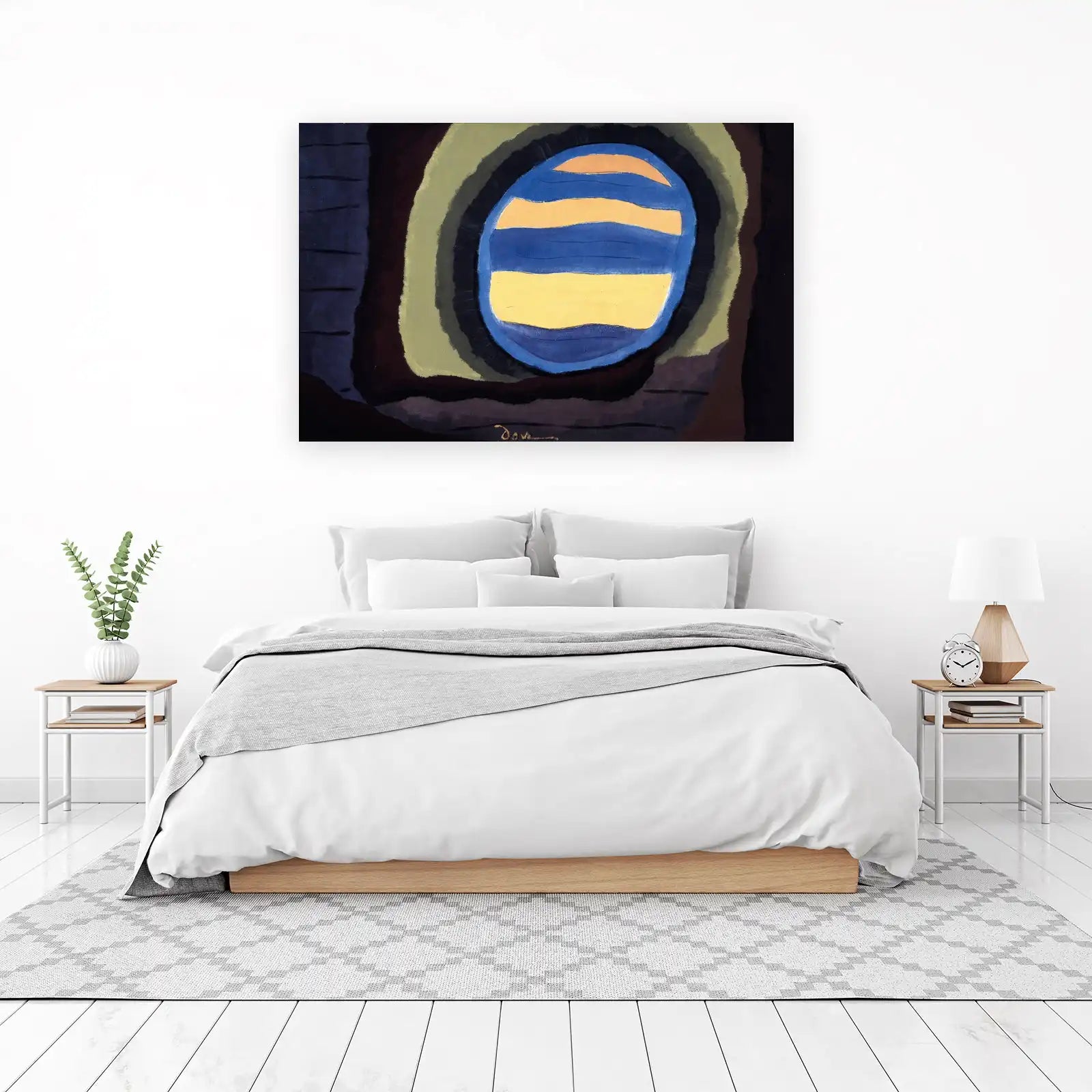 Abstract Blue Yellow Orb Wall Art