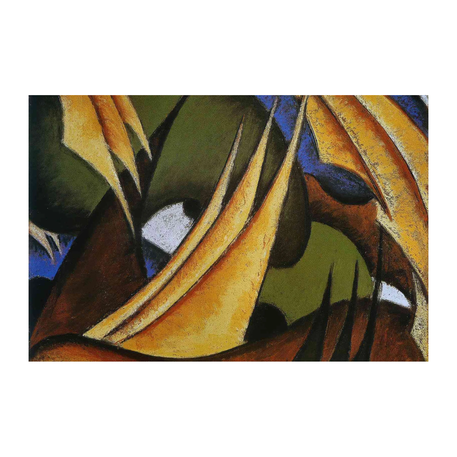 Abstract Flow Yellow Ochre & Green Wall Art