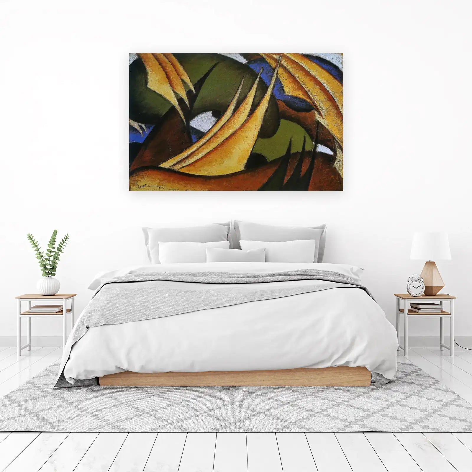 Abstract Flow Yellow Ochre & Green Wall Art