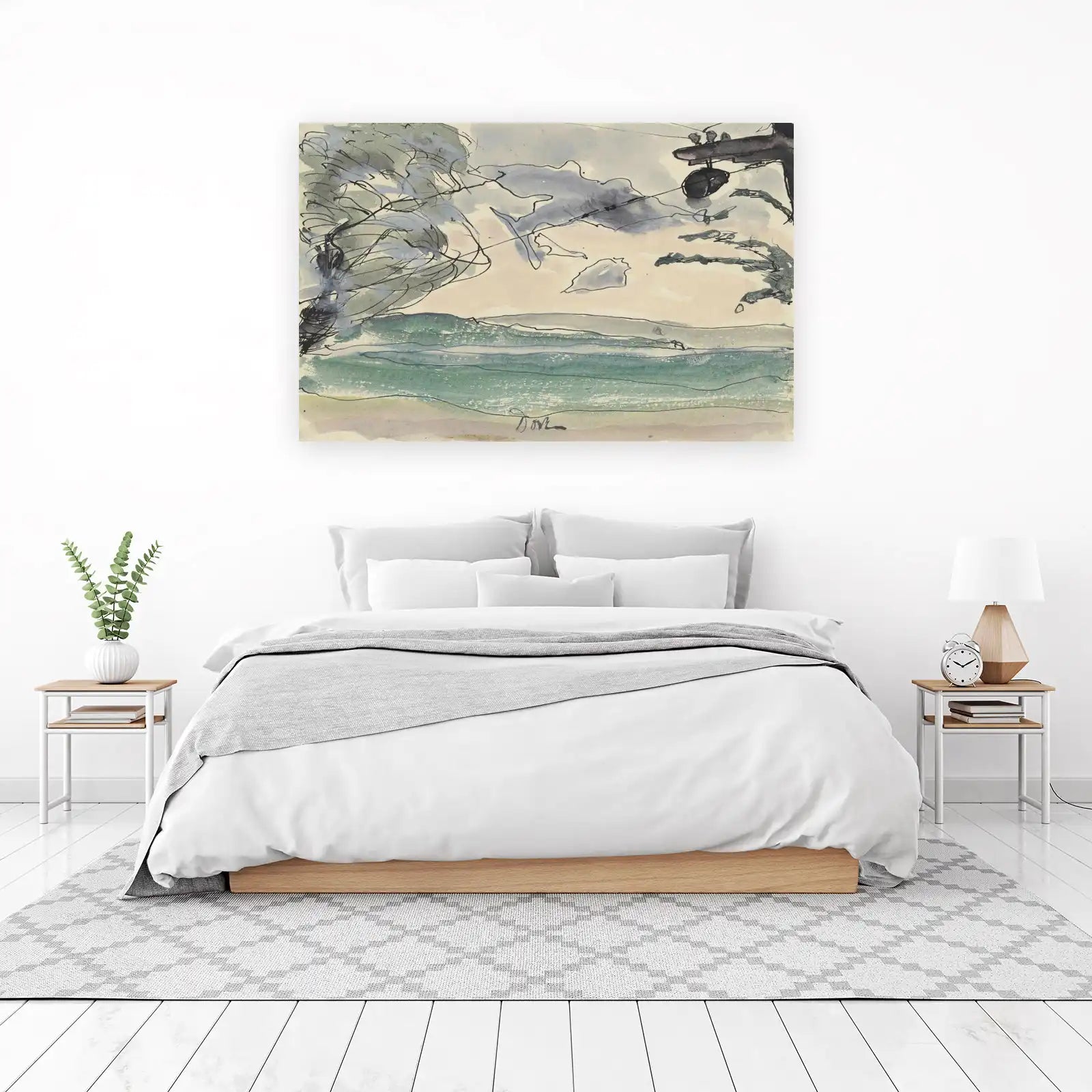 Coastal Storm Landscape Watercolor Wall Art