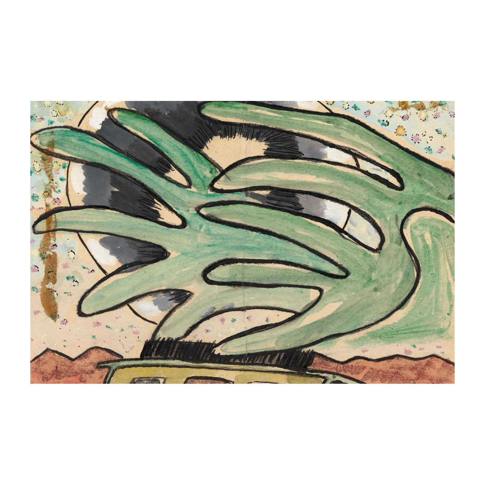 Abstract Green Hands Lunarscape Wall Art