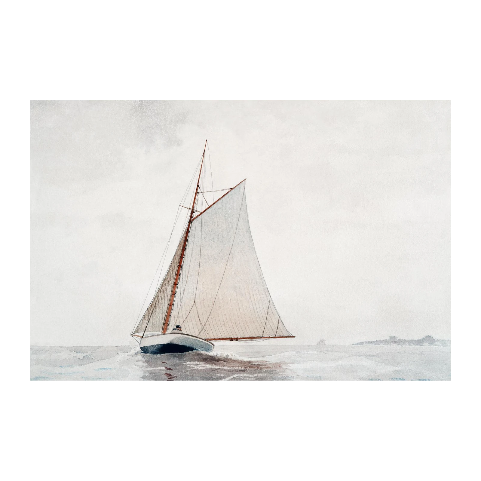 Serene Sailboat Coastal Watercolor Wall Art