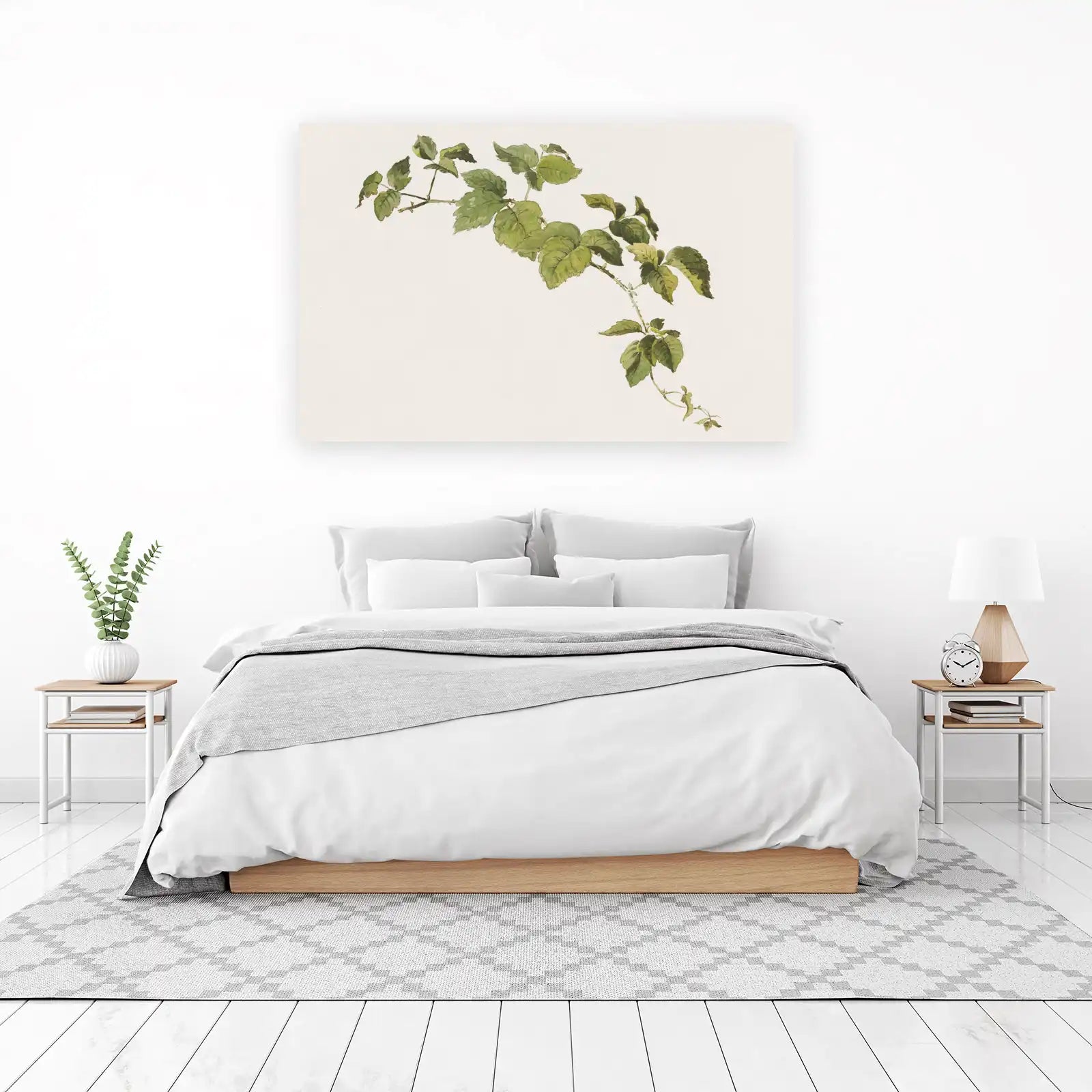 Botanical Branch Green Leaves Watercolor Wall Art