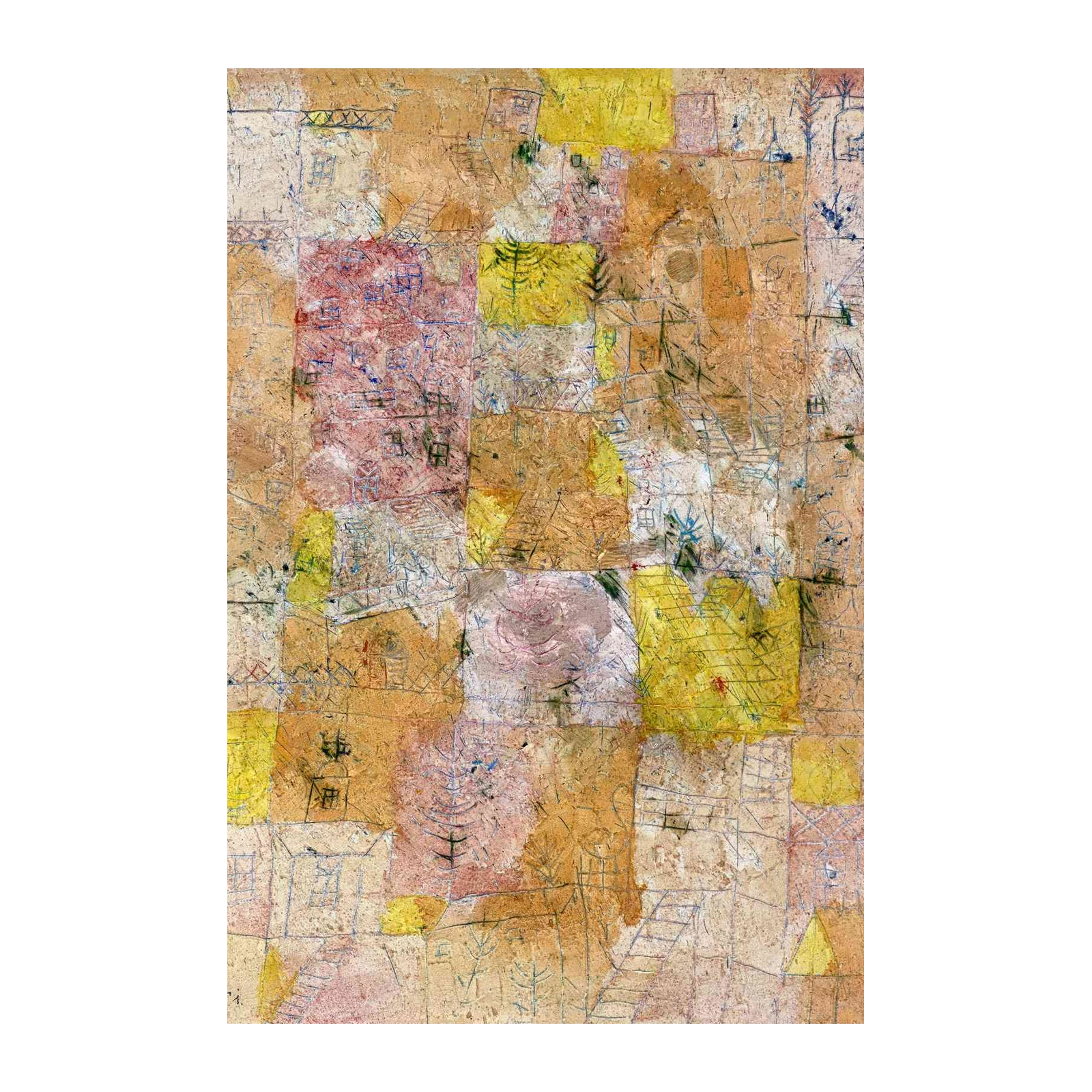 Abstract Geometric Village Wall Art