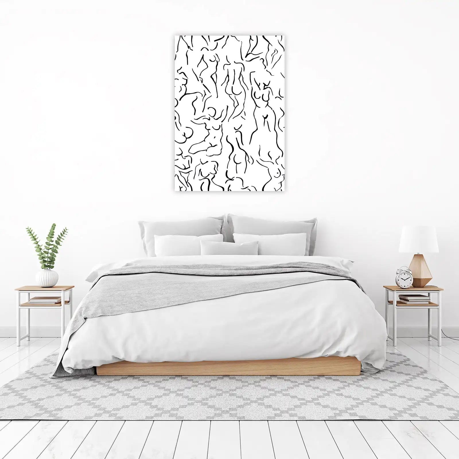 Abstract Nude Figures Black & White Wall Art