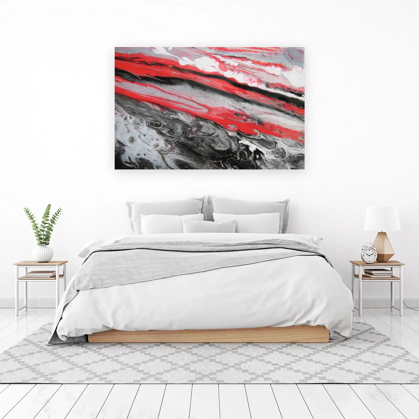 Bold Red Black & White Abstract Wall Art