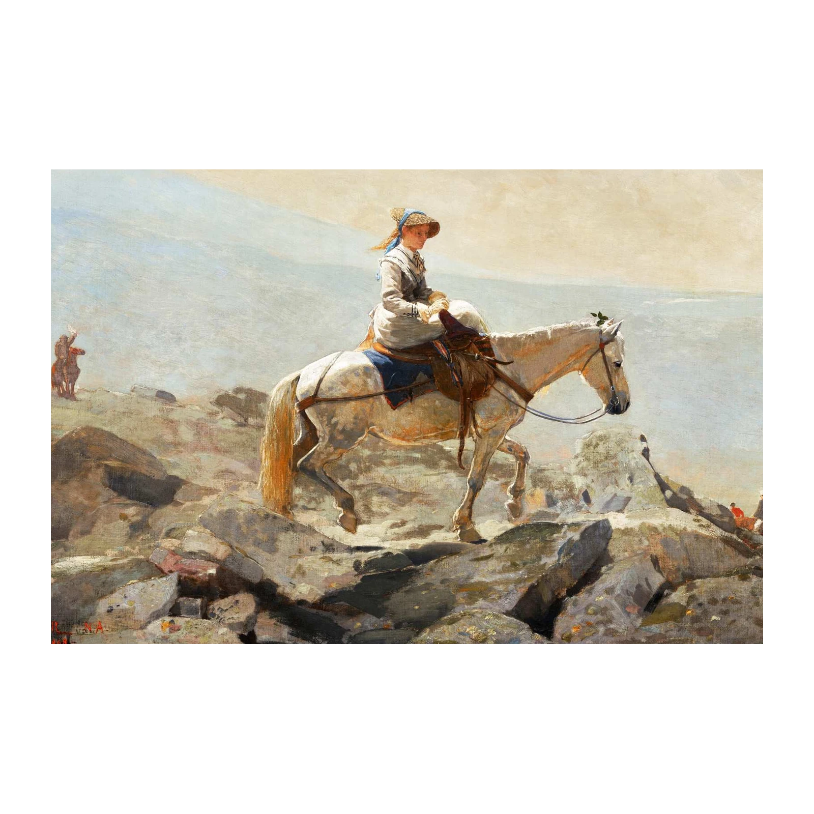Woman on Horseback Rocky Landscape Wall Art