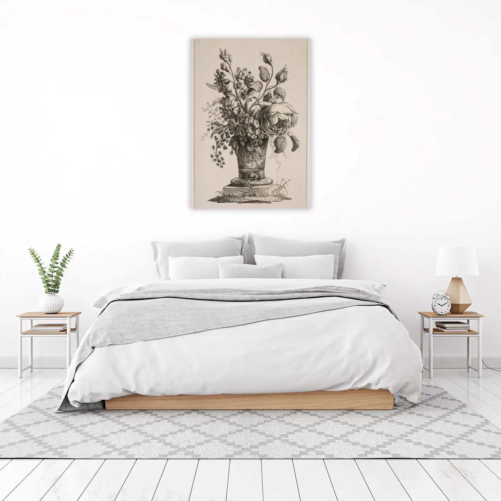 Vintage Floral Still Life Etching Wall Art