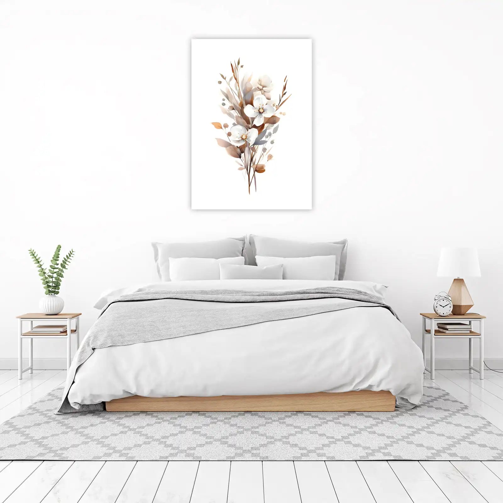 Elegant White Floral Bouquet Wall Art