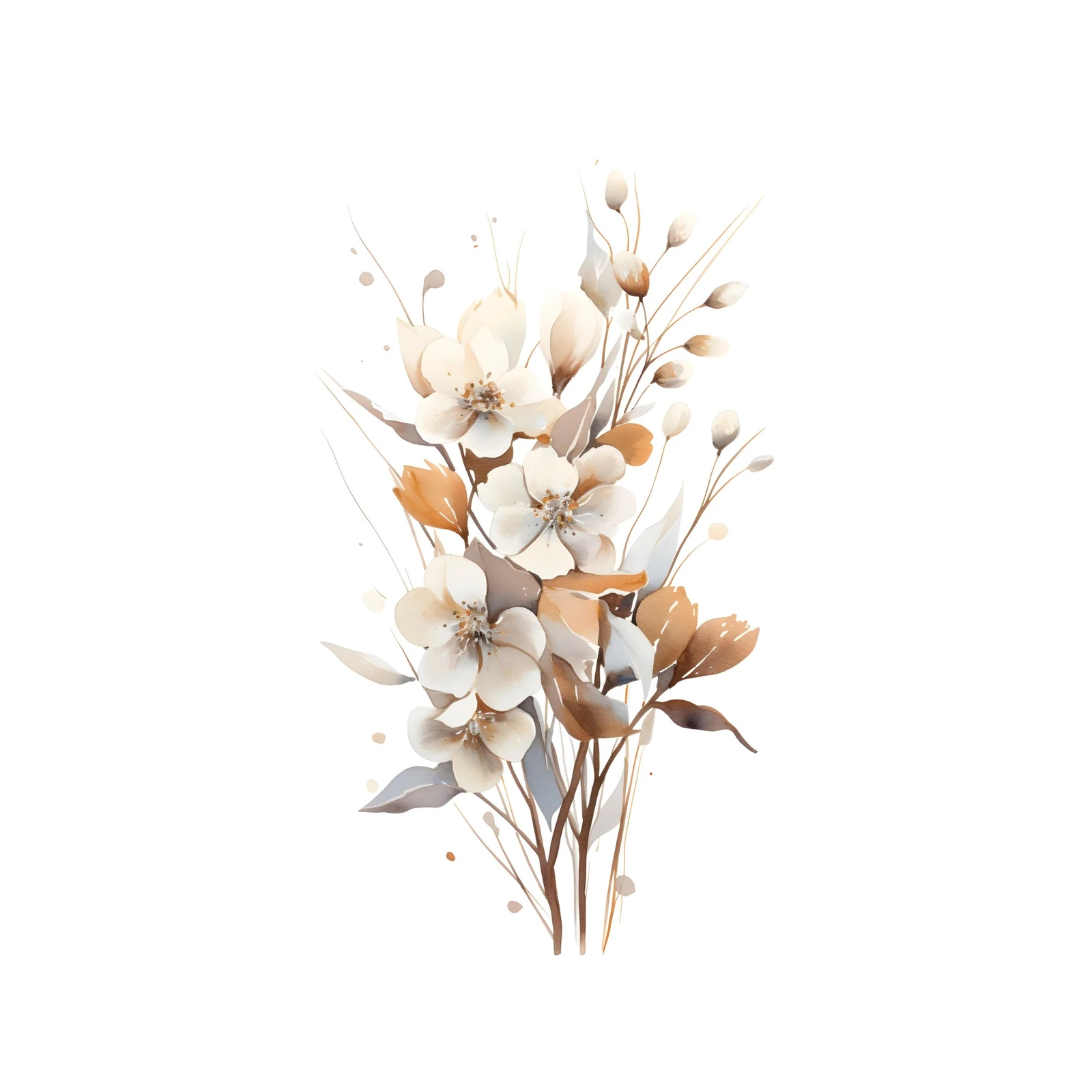 Elegant White Blossom Watercolor Wall Art