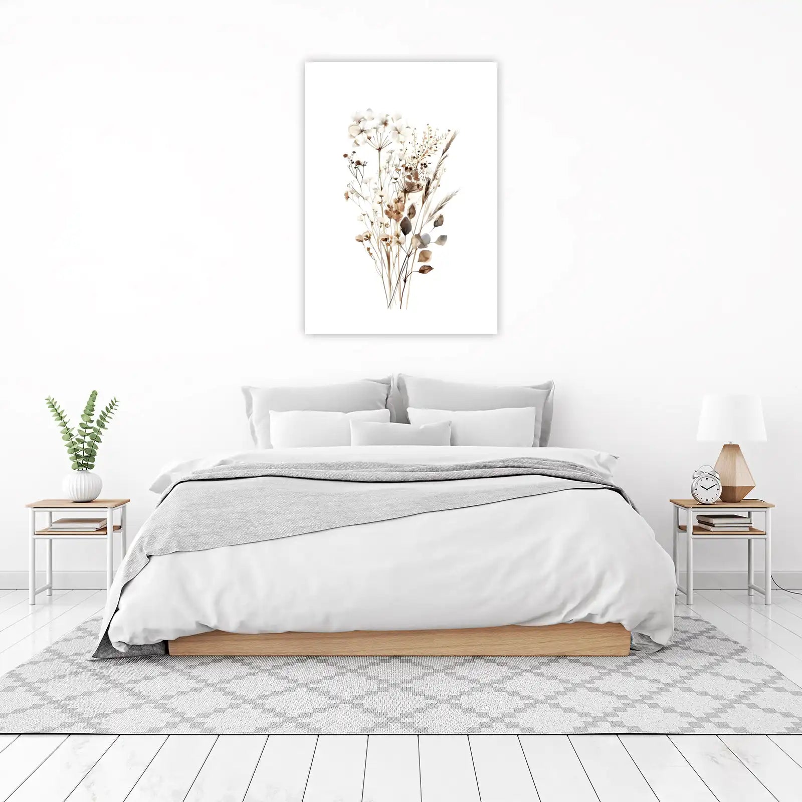 Earthy Botanical Watercolor Meadow Wall Art