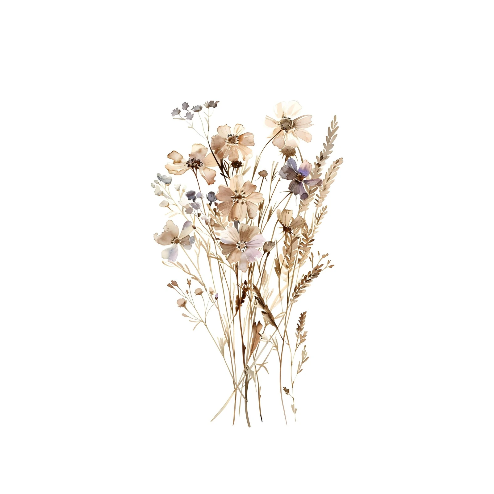 Bohemian Meadow Floral Watercolor Wall Art