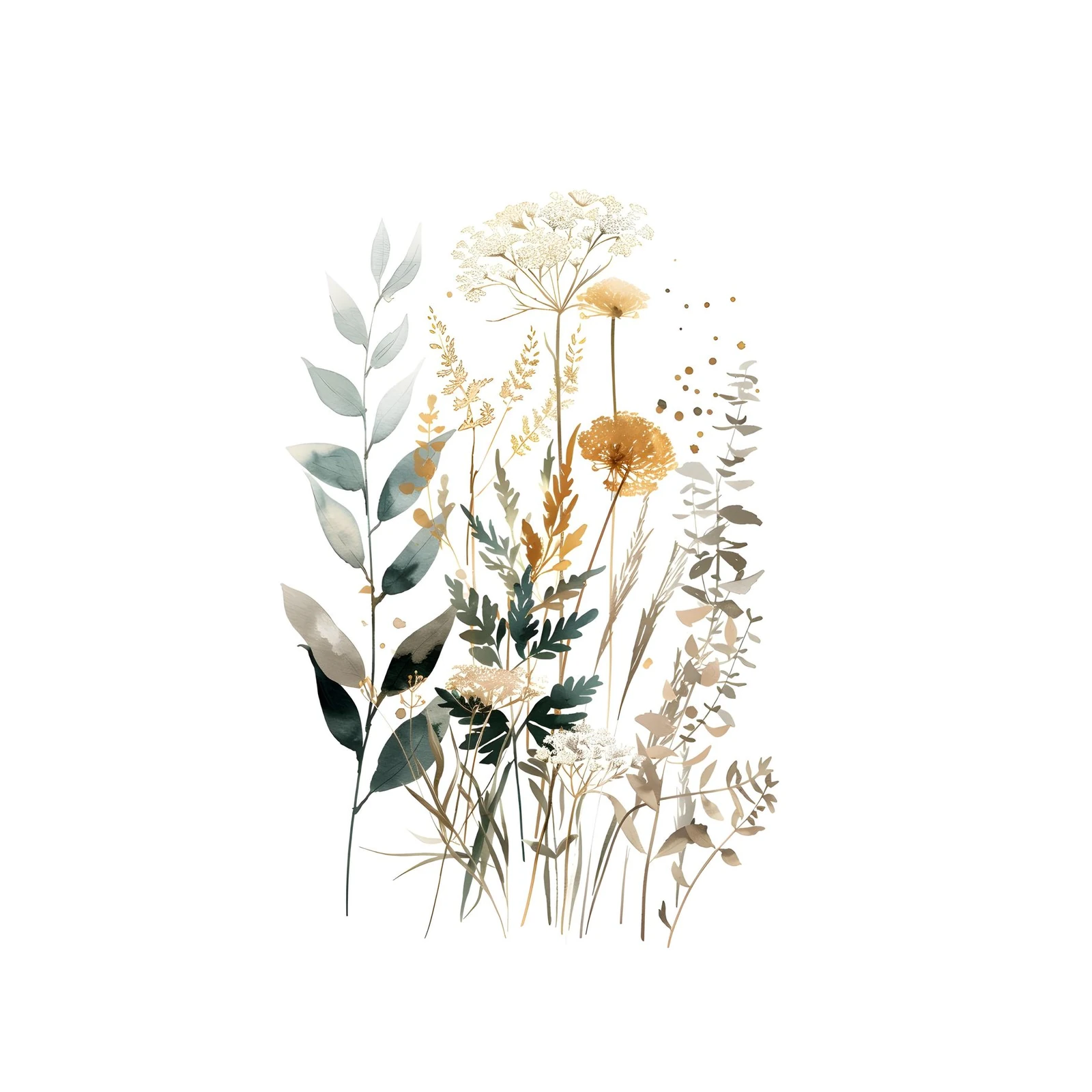 Ethereal Meadow Botanical Gold Wall Art