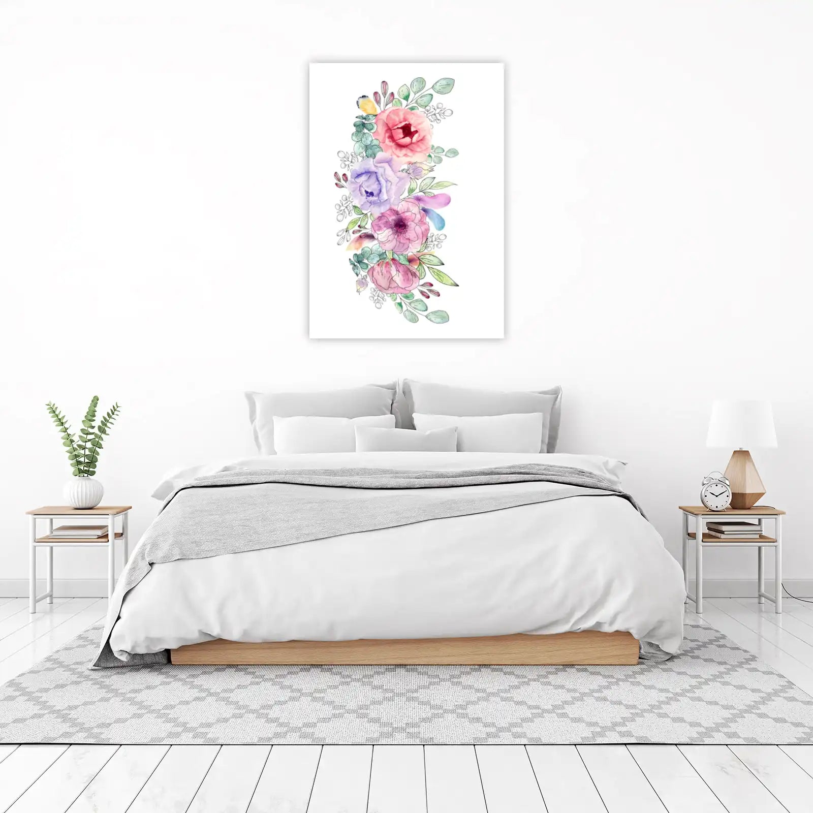 Elegant Floral Bouquet Watercolor Wall Art