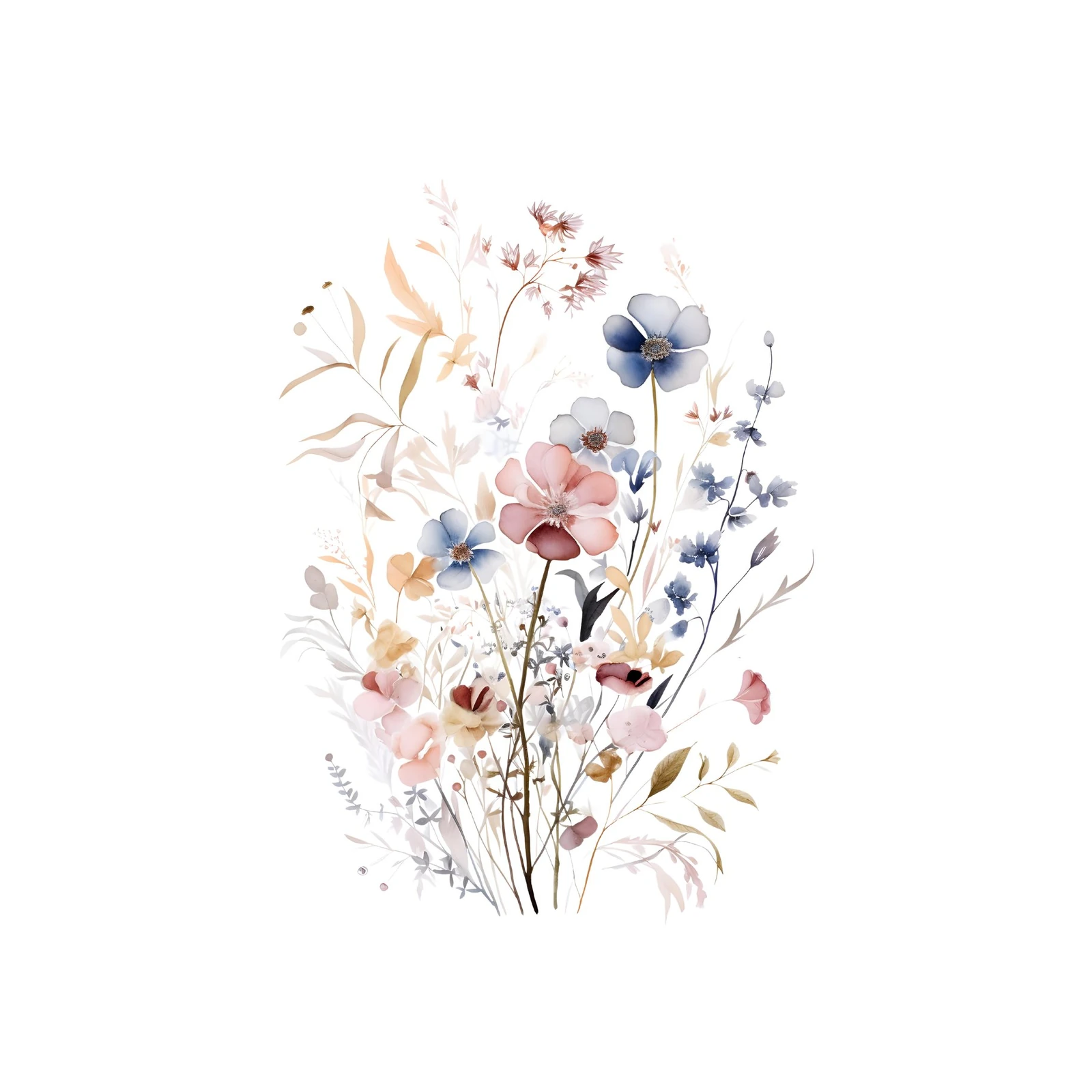 Soft Meadow Floral Watercolor Wall Art