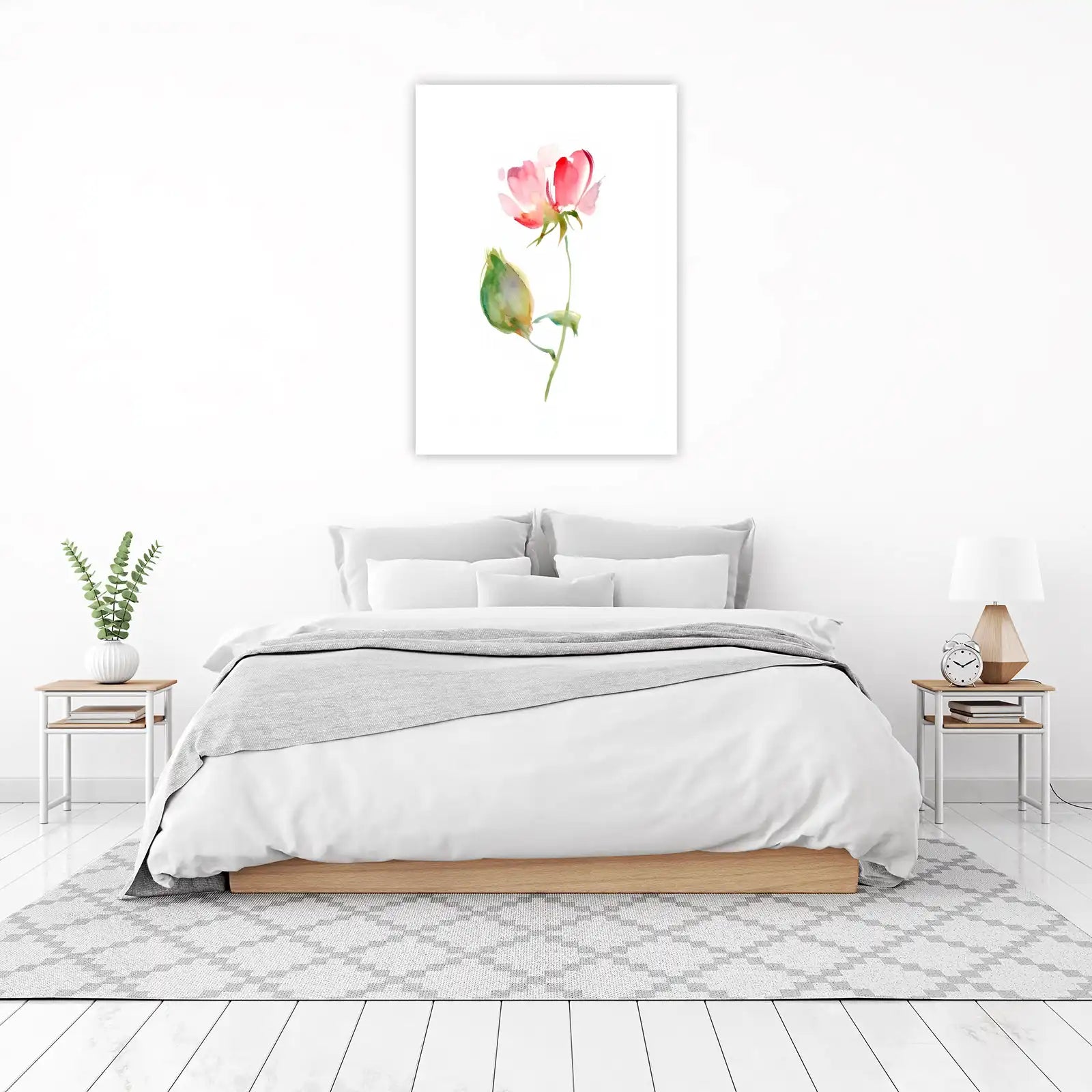 Watercolor Rose & Bud Wall Art