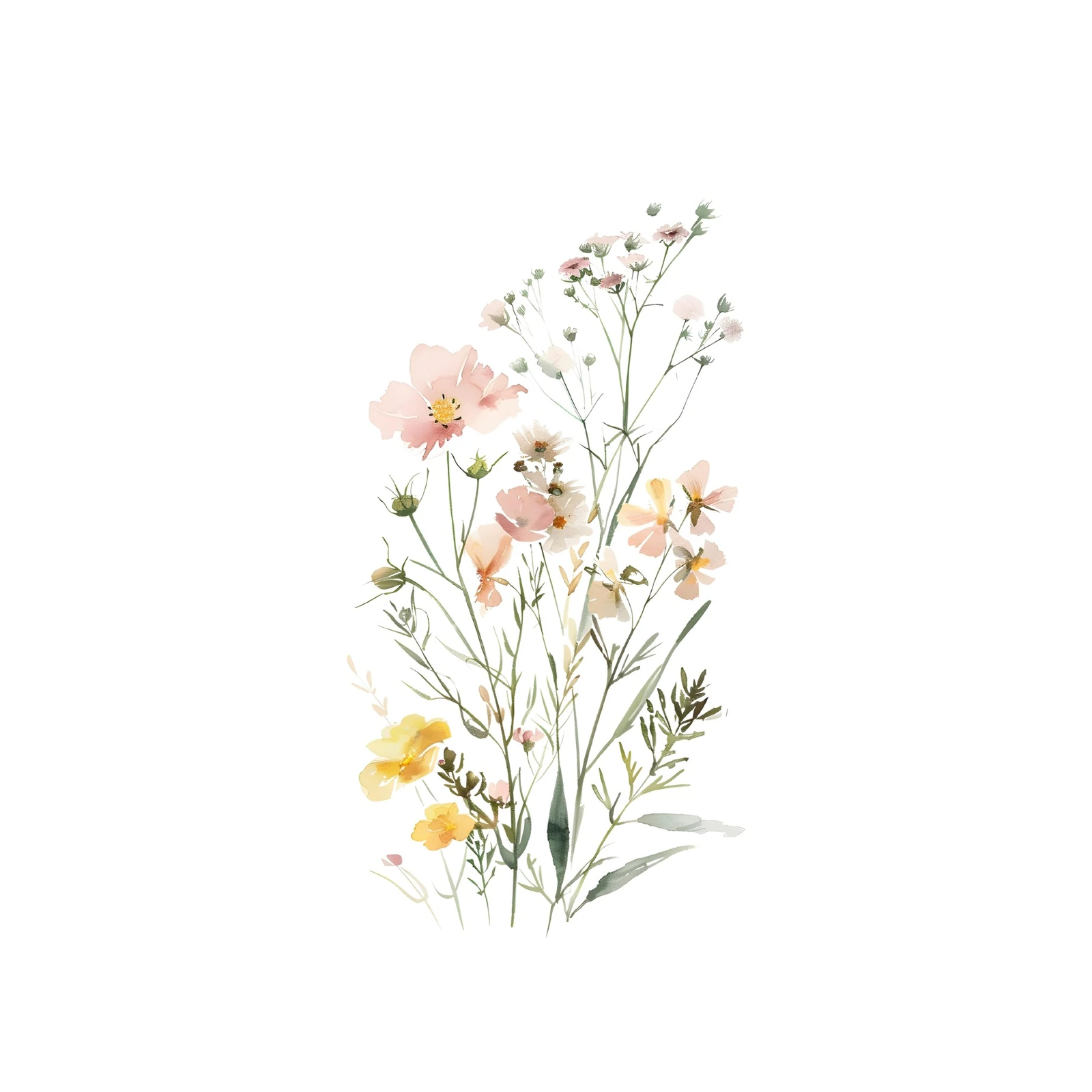 Soft Meadow Blooms Watercolor Wall Art