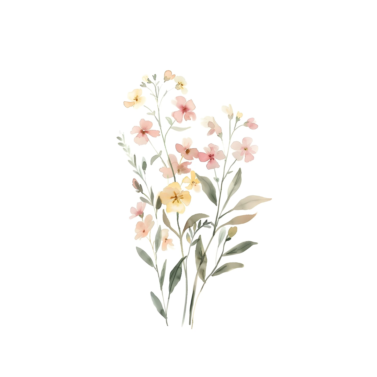 Soft Floral Watercolor Meadow Wall Art
