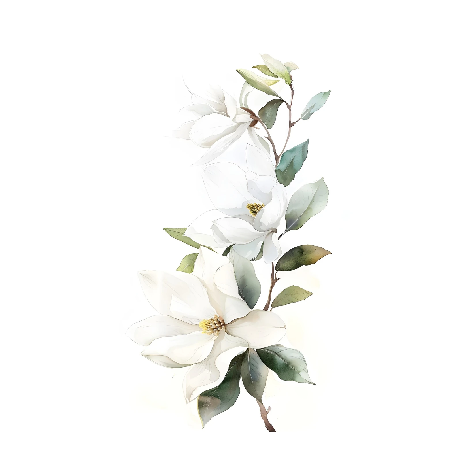 Elegant White Magnolia Blooms Wall Art