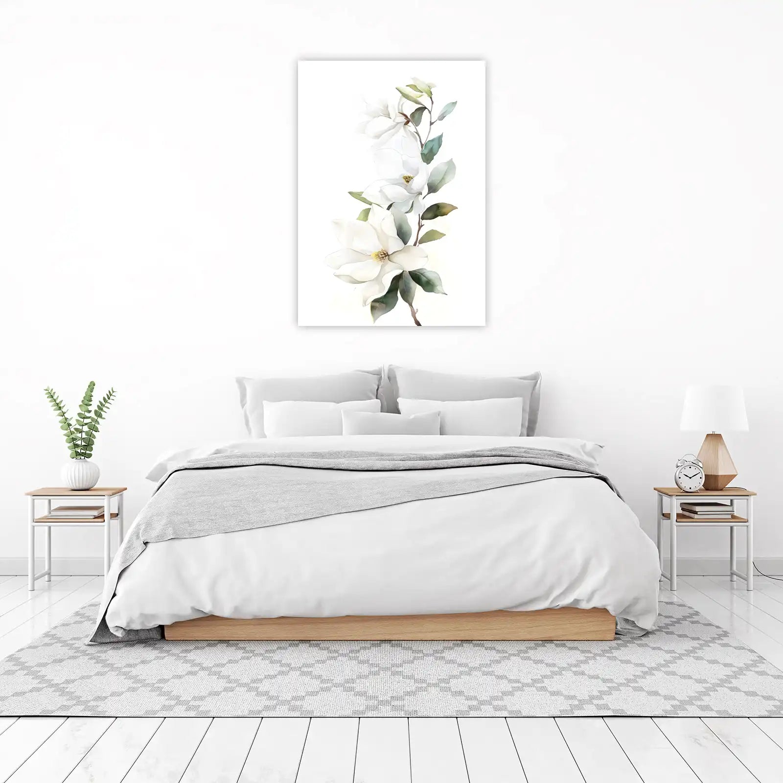 Elegant White Magnolia Blooms Wall Art