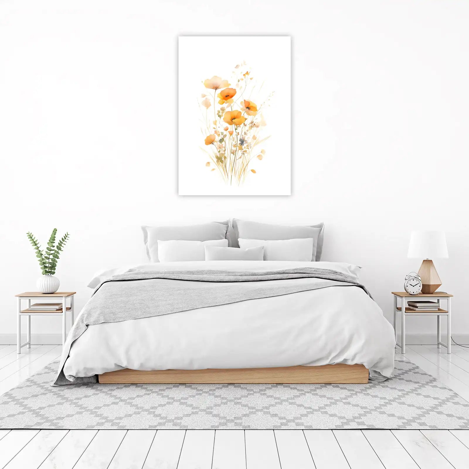 Golden Poppies Meadow Watercolor Wall Art