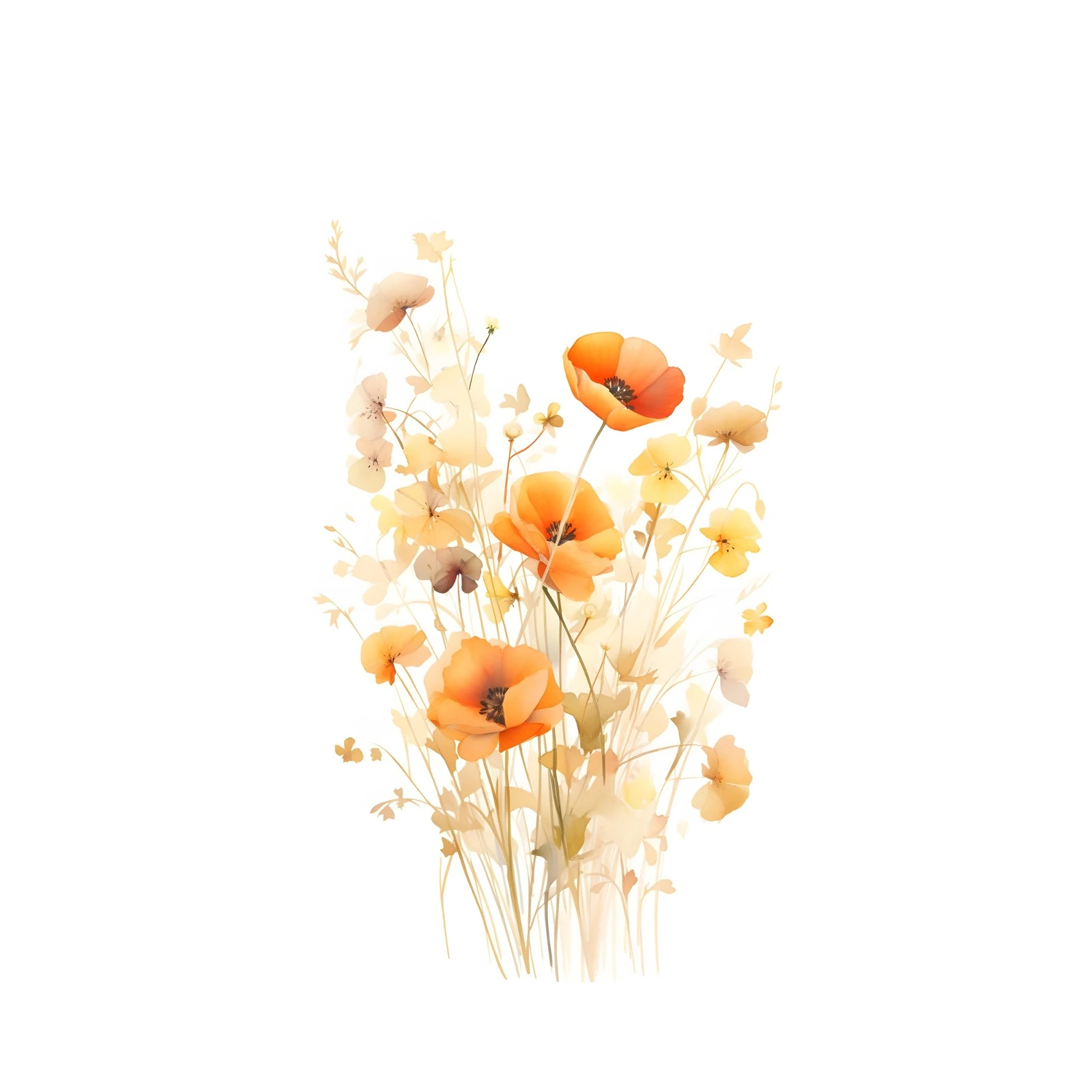 Elegant Orange Poppy Meadow Wall Art