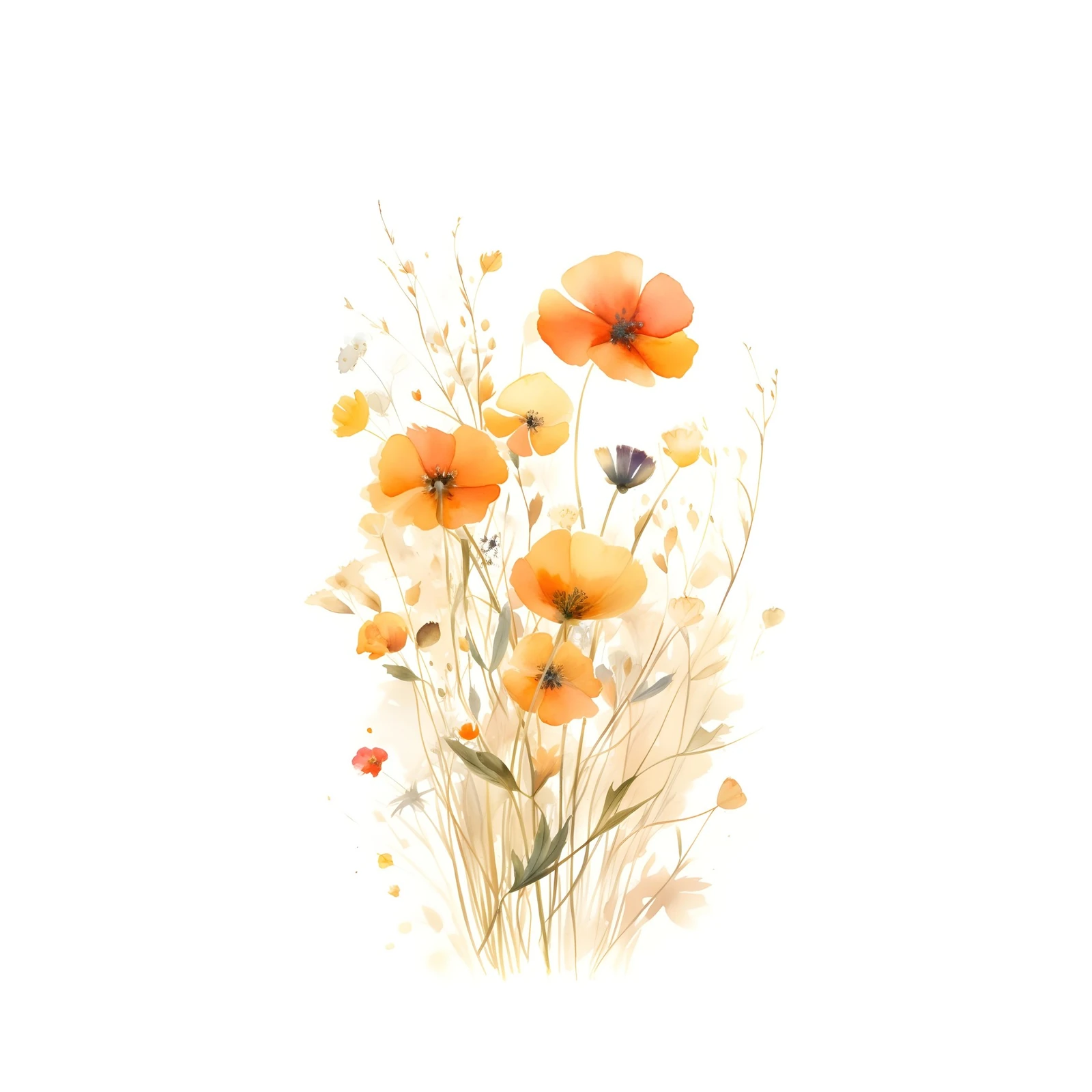 Vibrant Orange Poppy Meadow Wall Art