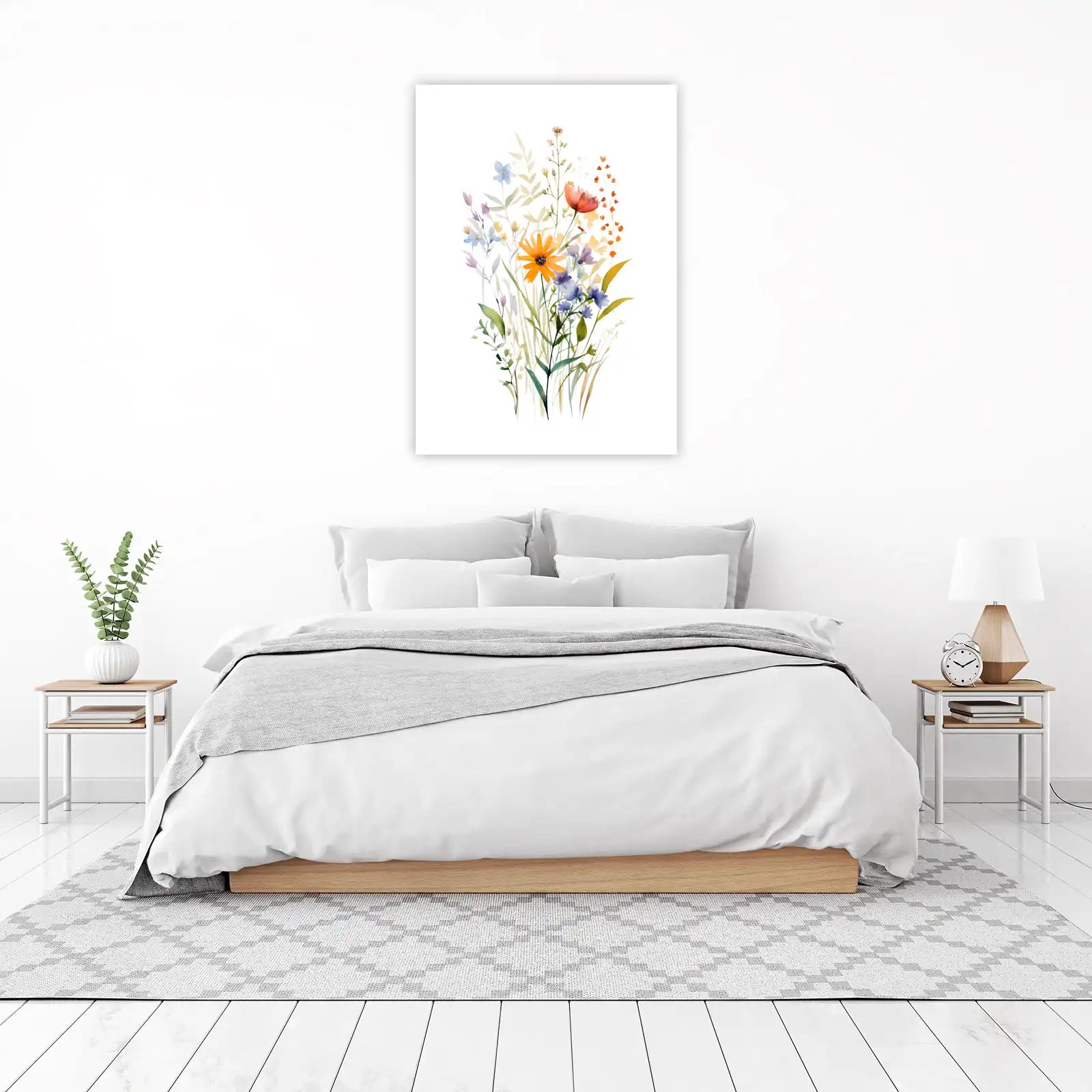 Vibrant Meadow Flowers Watercolor Wall Art