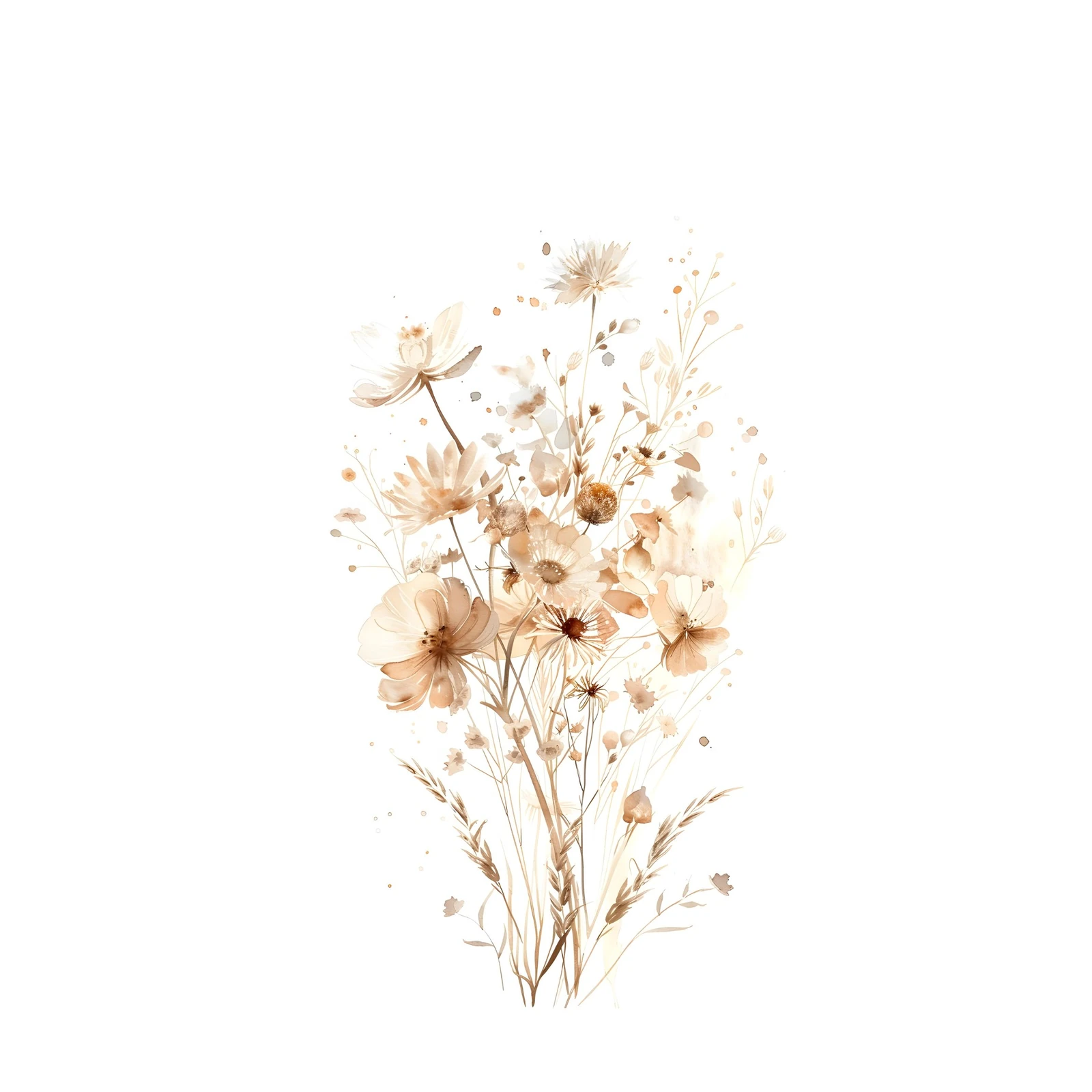 Boho Meadow Flowers Watercolor Wall Art