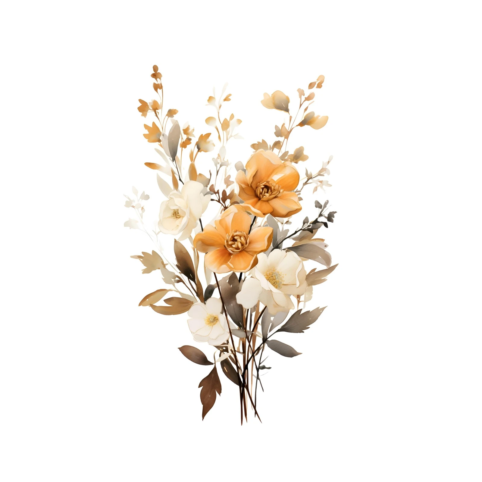 Elegant Amber Floral Bunch Wall Art