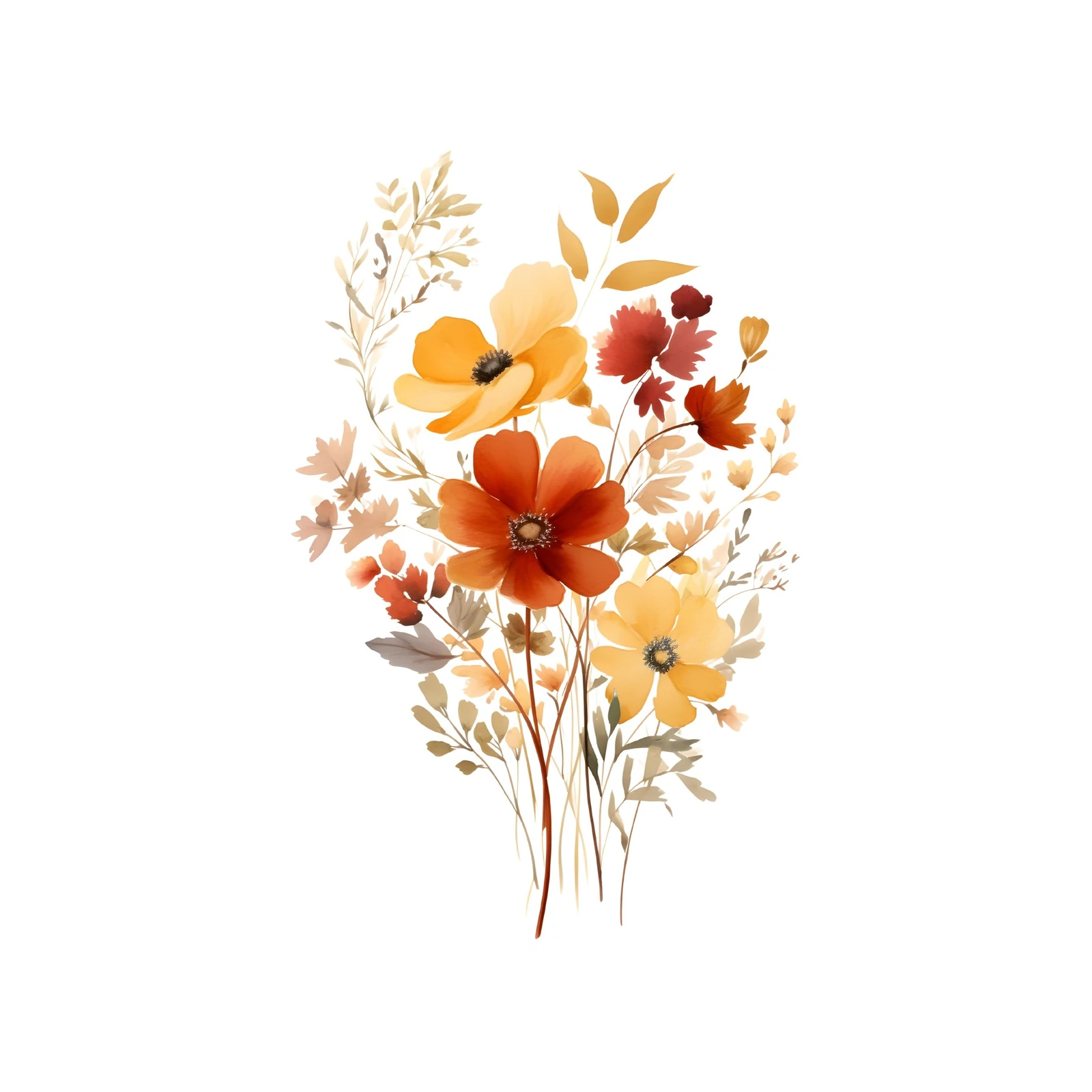 Autumn Floral Watercolour Wall Art