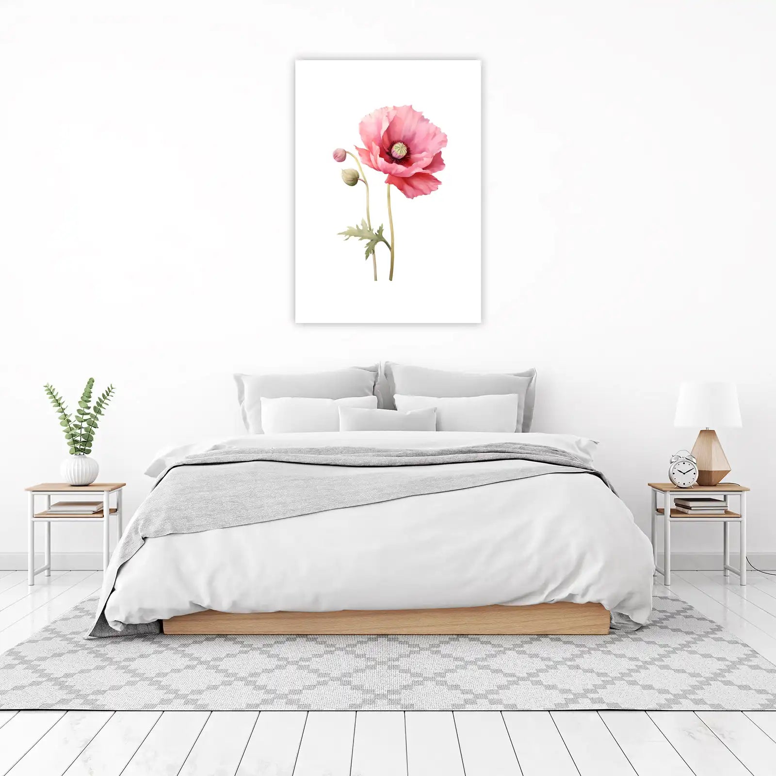 Pink Poppy Watercolor Botanical Wall Art