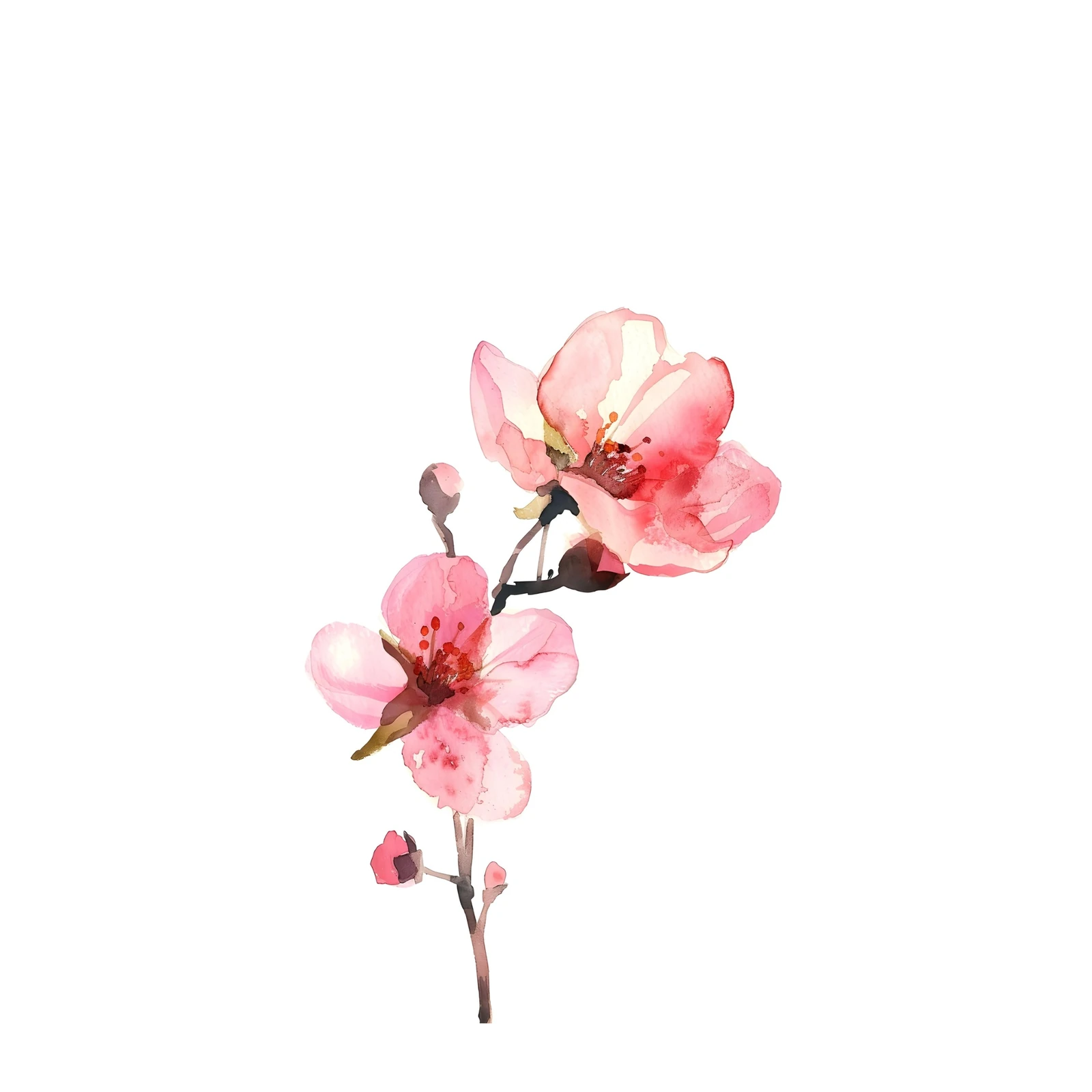 Delicate Pink Blossom Watercolor Wall Art