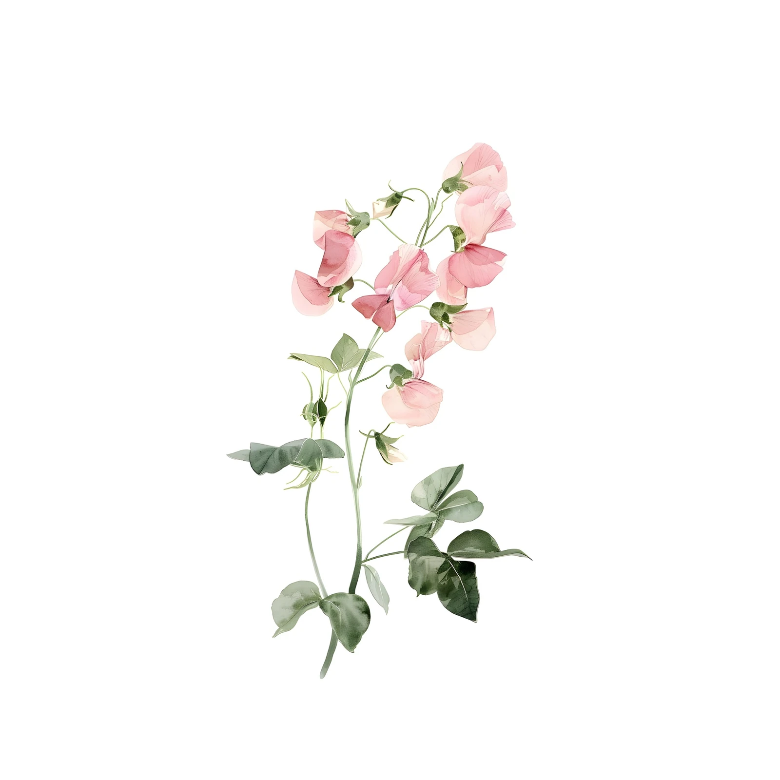 Delicate Pink Sweet Pea Floral Wall Art