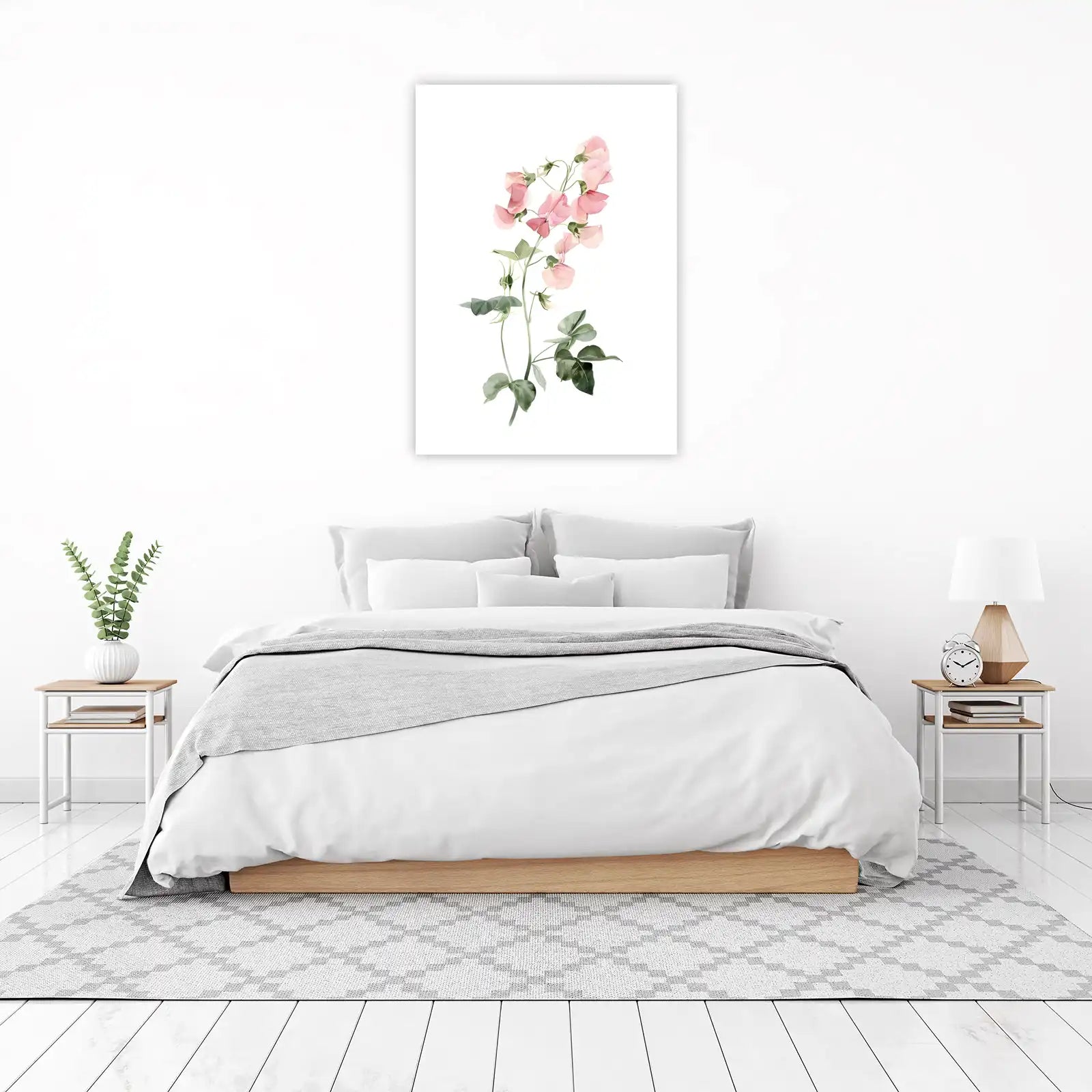 Delicate Pink Sweet Pea Floral Wall Art