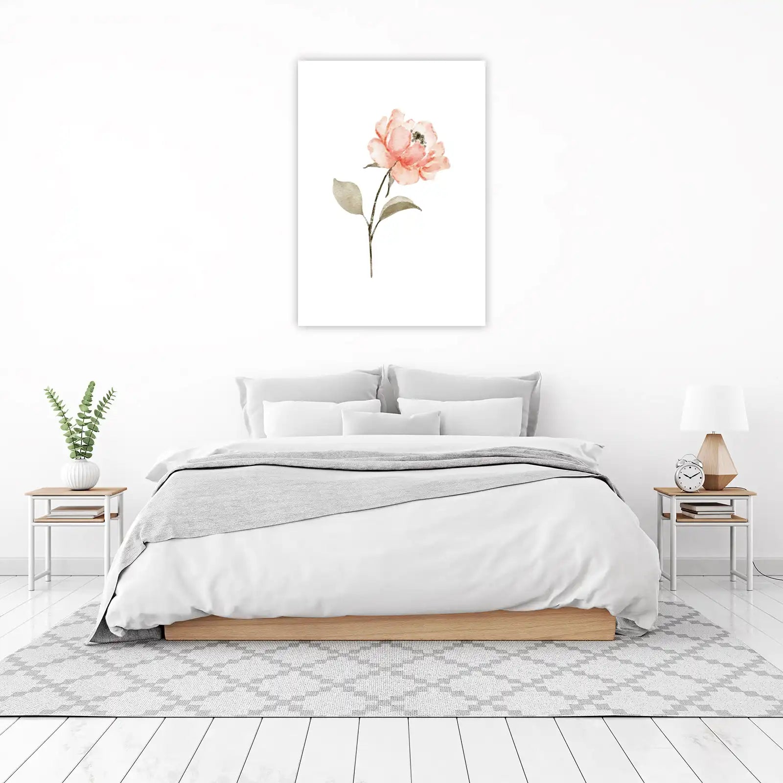 Soft Peach Floral Watercolor Wall Art