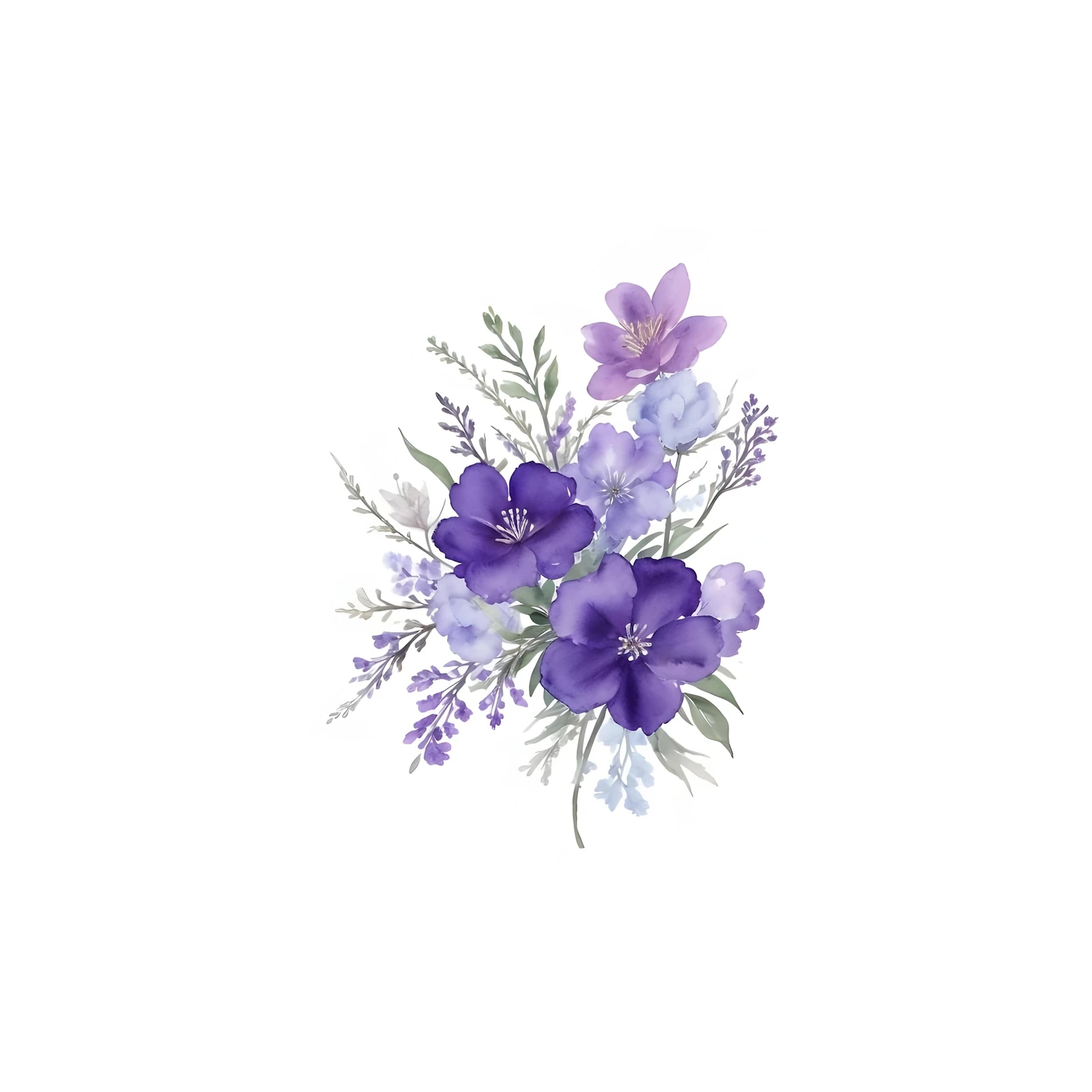 Elegant Purple Floral Watercolor Wall Art