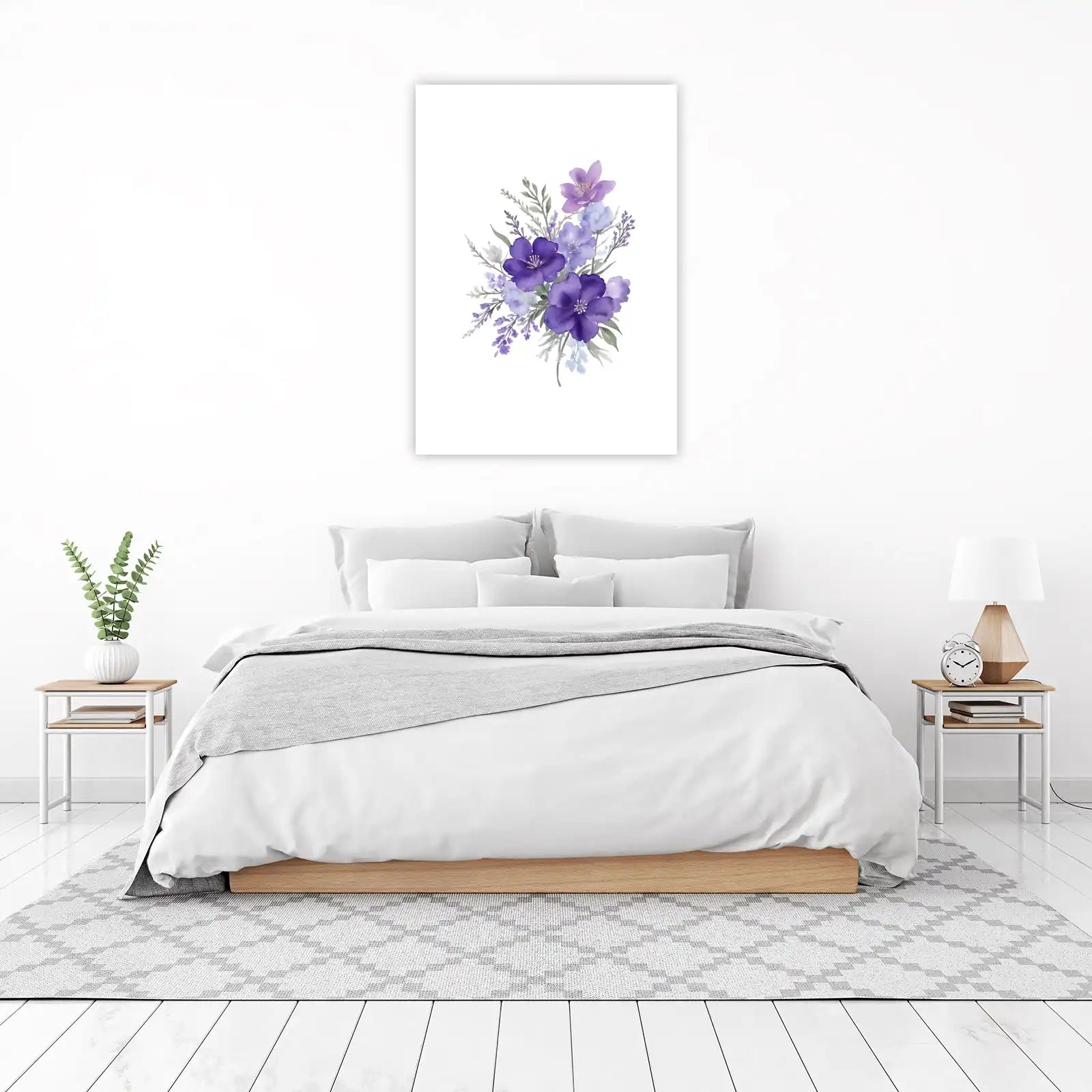 Elegant Purple Floral Watercolor Wall Art
