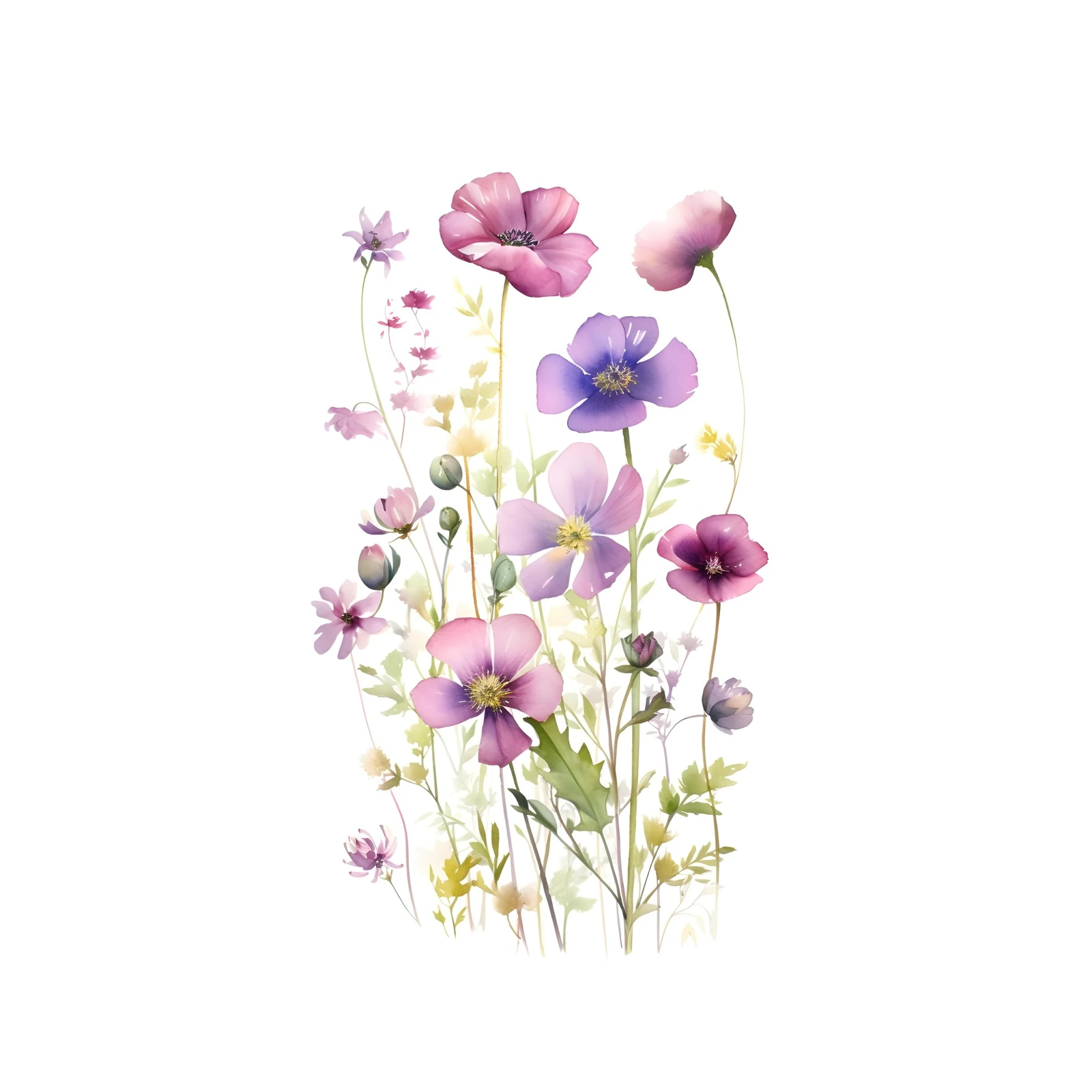 Vibrant Watercolor Wildflower Meadow Wall Art