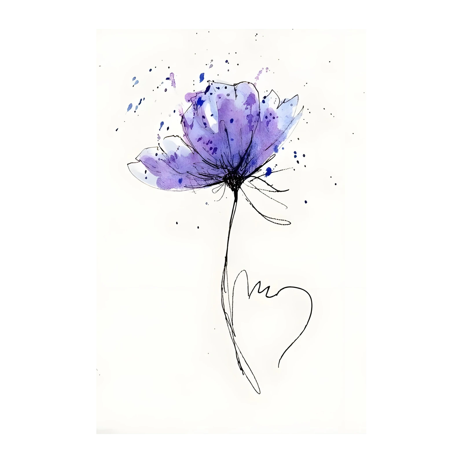 Abstract Purple Floral Line Art Wall Art
