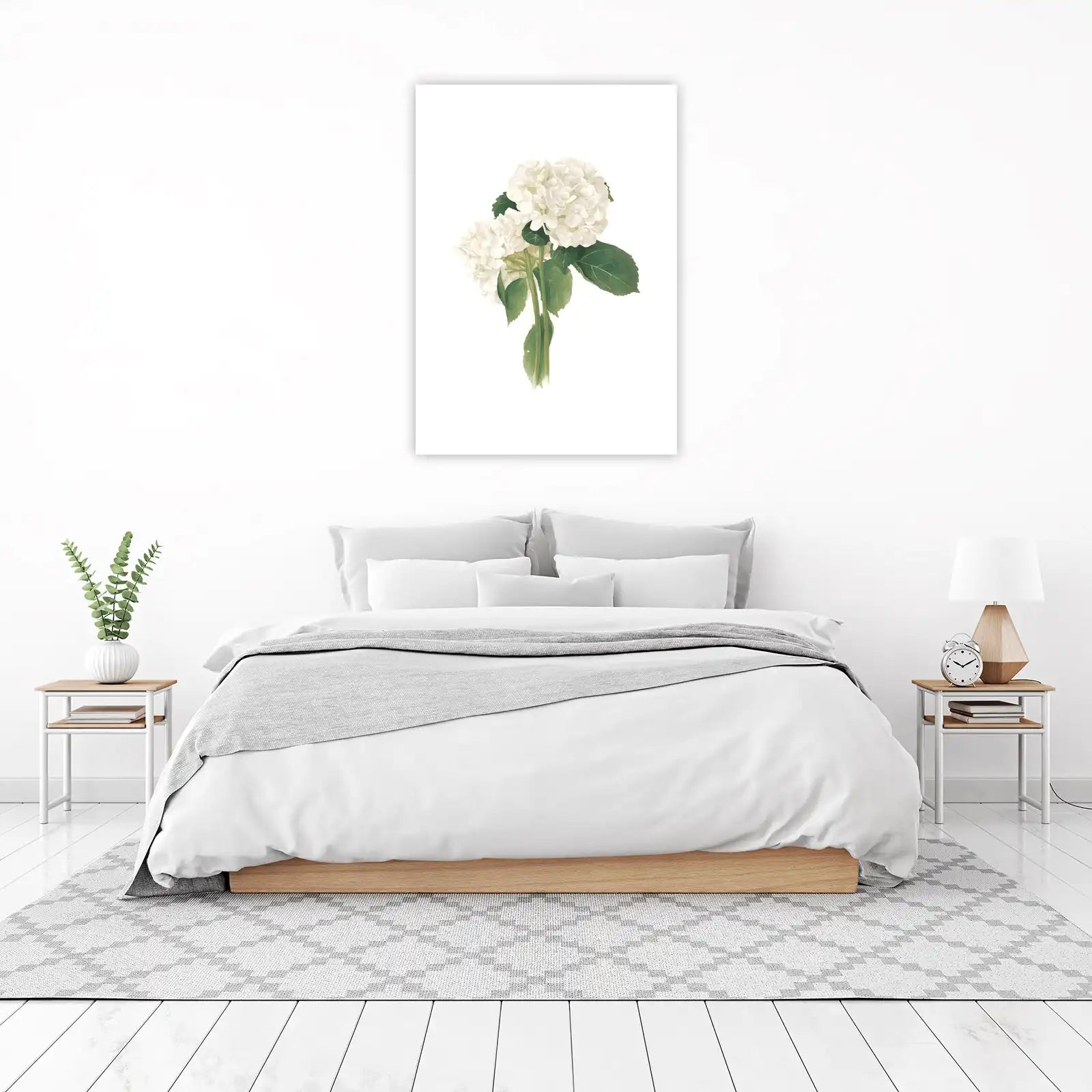 Elegant White Hydrangeas Floral Wall Art