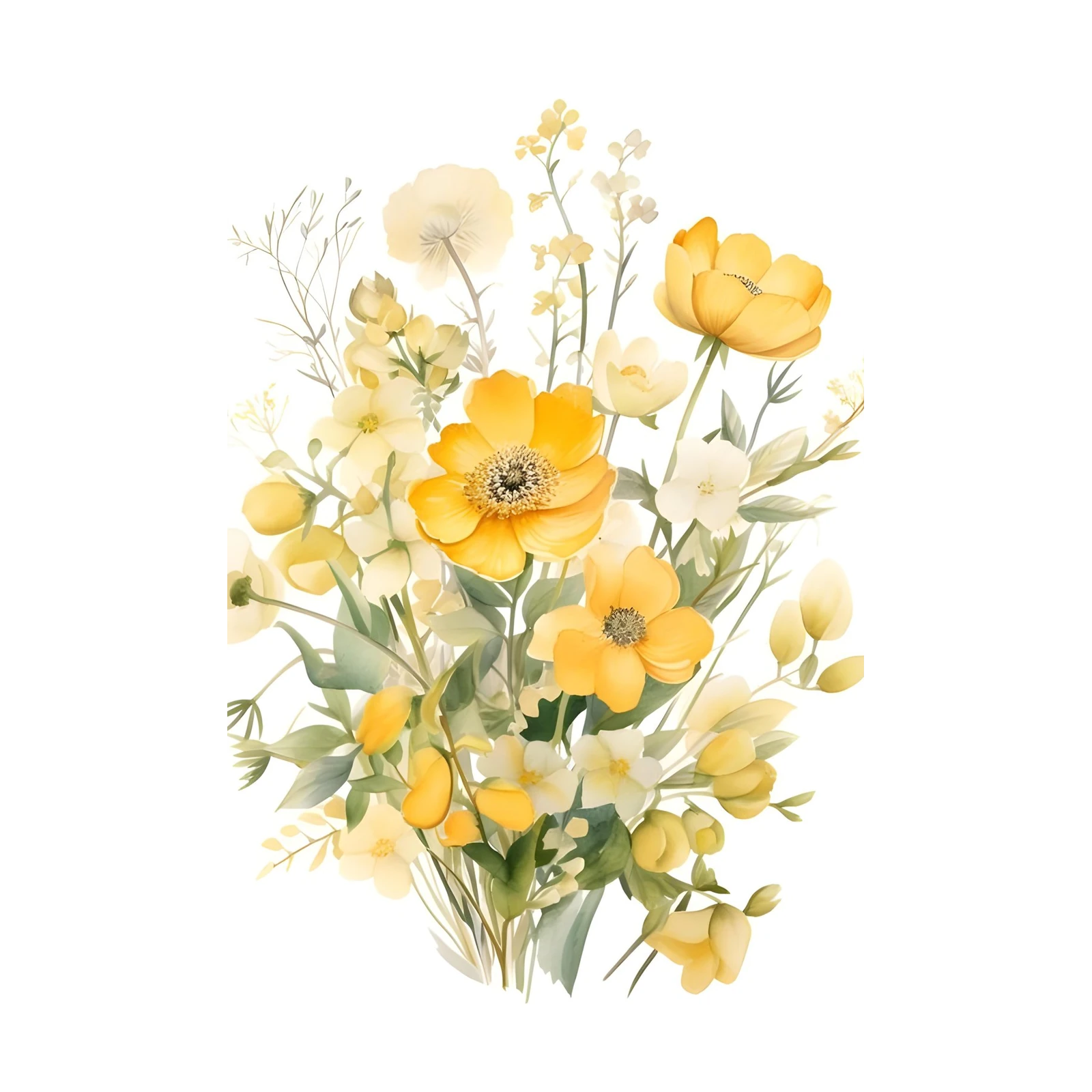 Vibrant Yellow Floral Meadow Wall Art