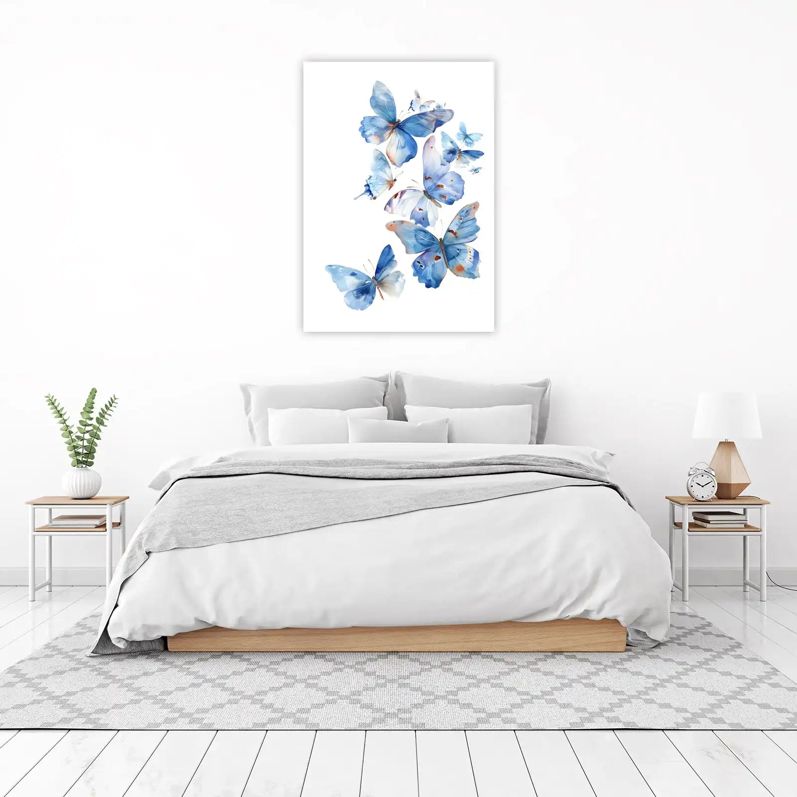 Serene Blue Butterfly Watercolor Wall Art