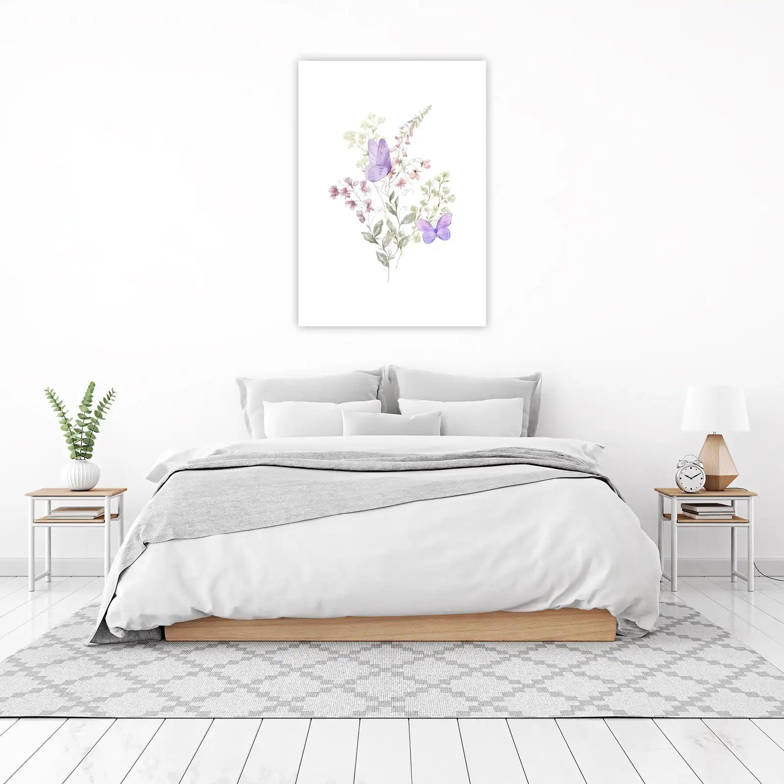 Enchanting Lavender Butterfly Floral Wall Art
