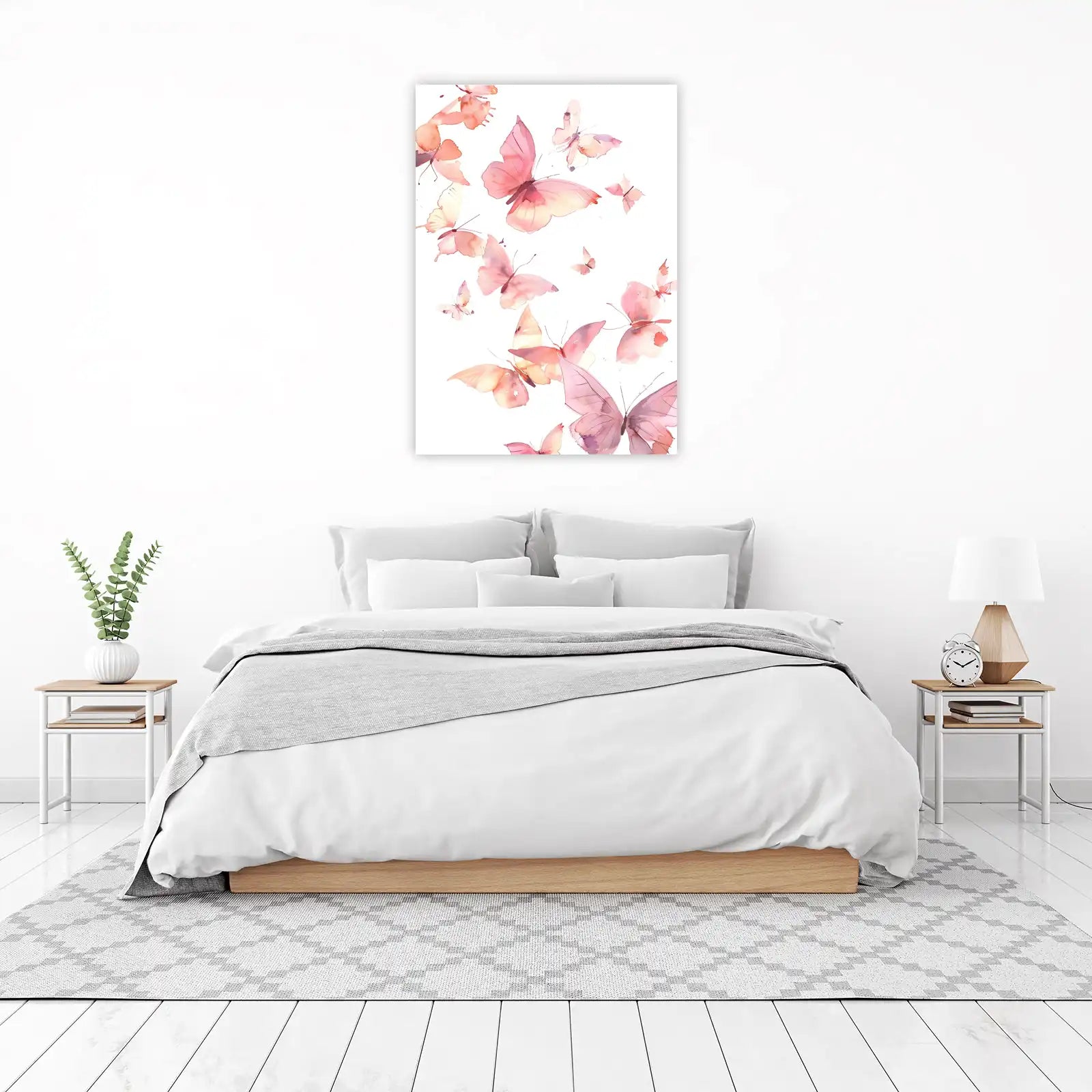 Ethereal Blush Butterfly Watercolor Wall Art