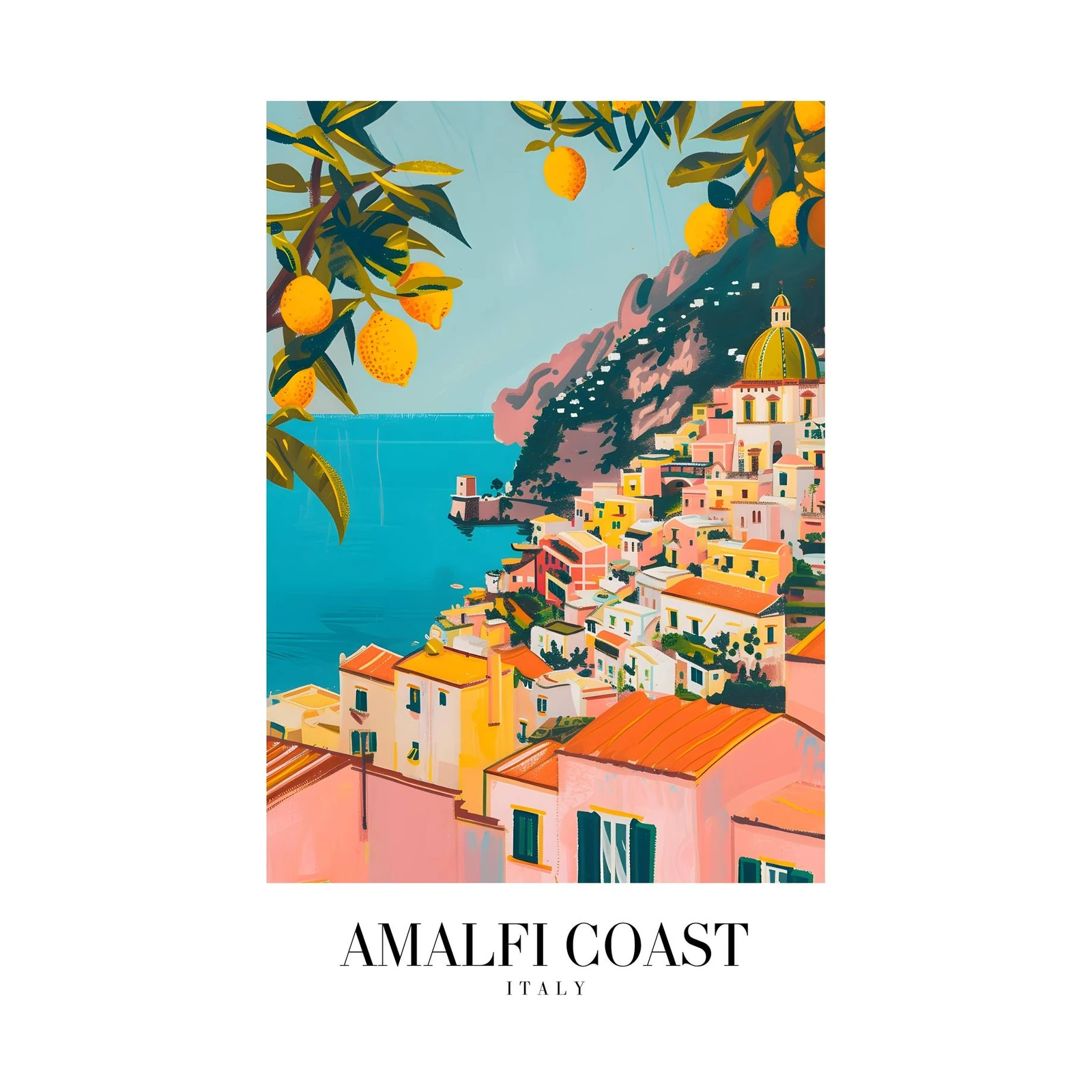 Vibrant Amalfi Coast Lemon Tree Wall Art