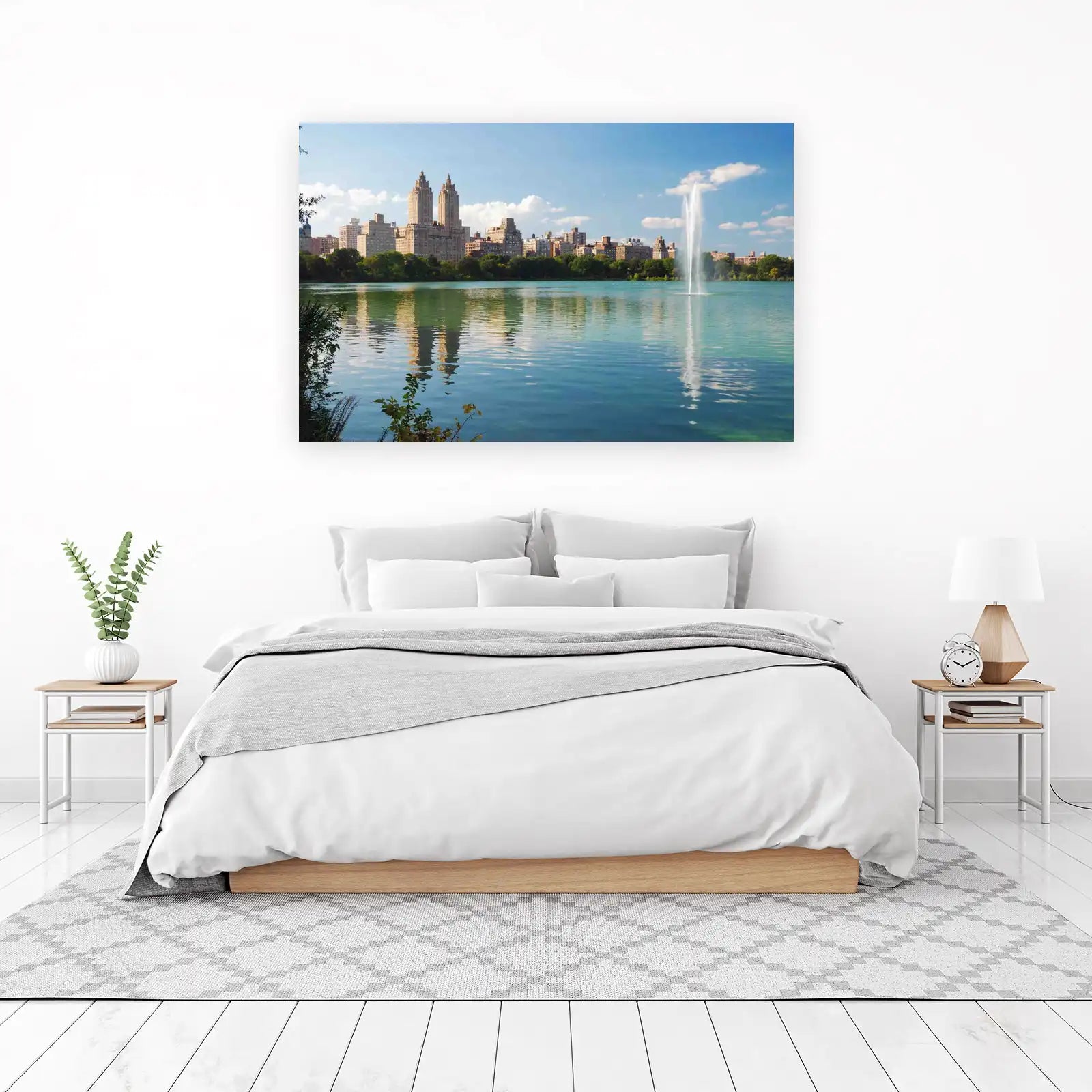 NYC Skyline Central Park Lake Fountain Wall Art
